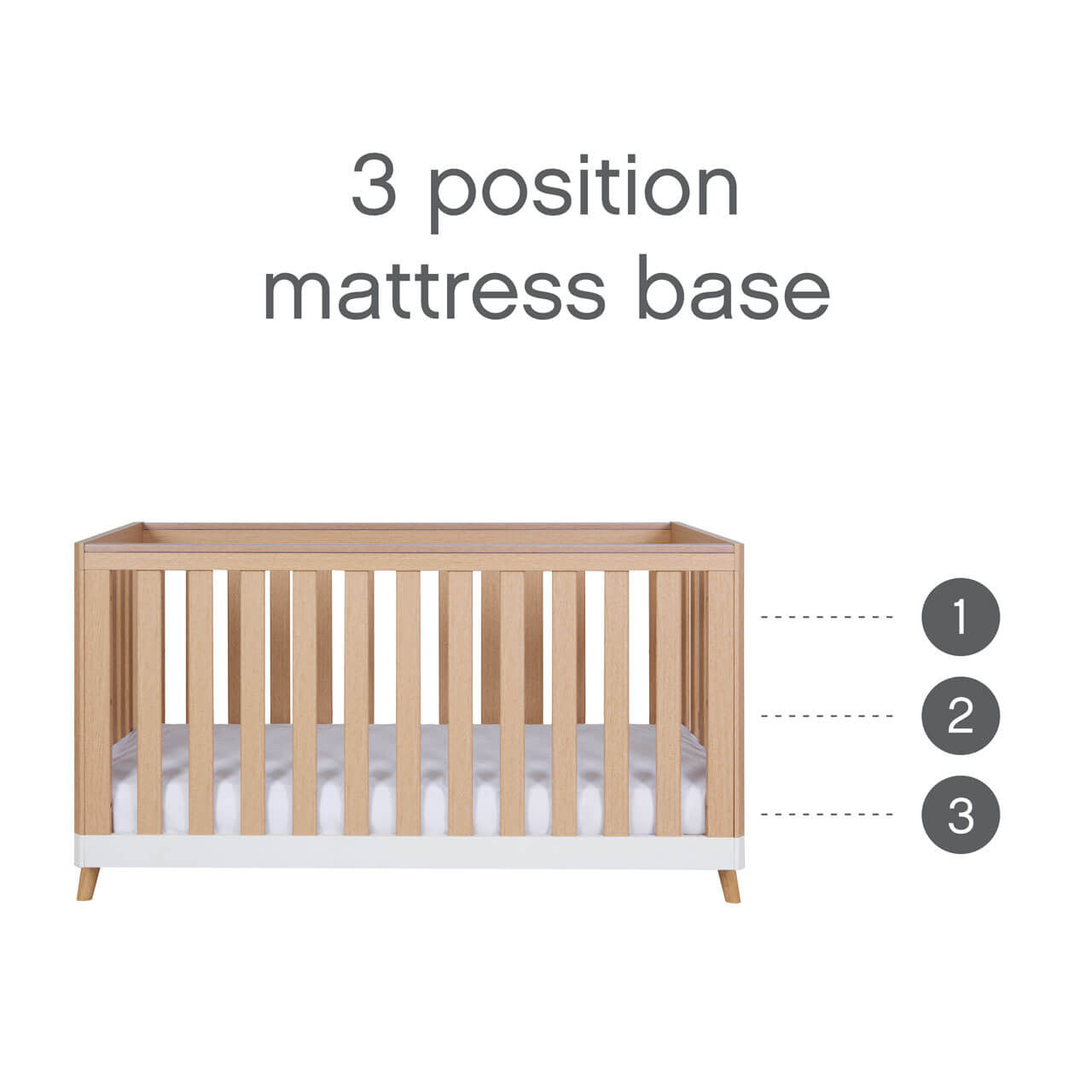 Tutti Bambini Hygge Cot Bed - White/Light Oak -  | For Your Little One
