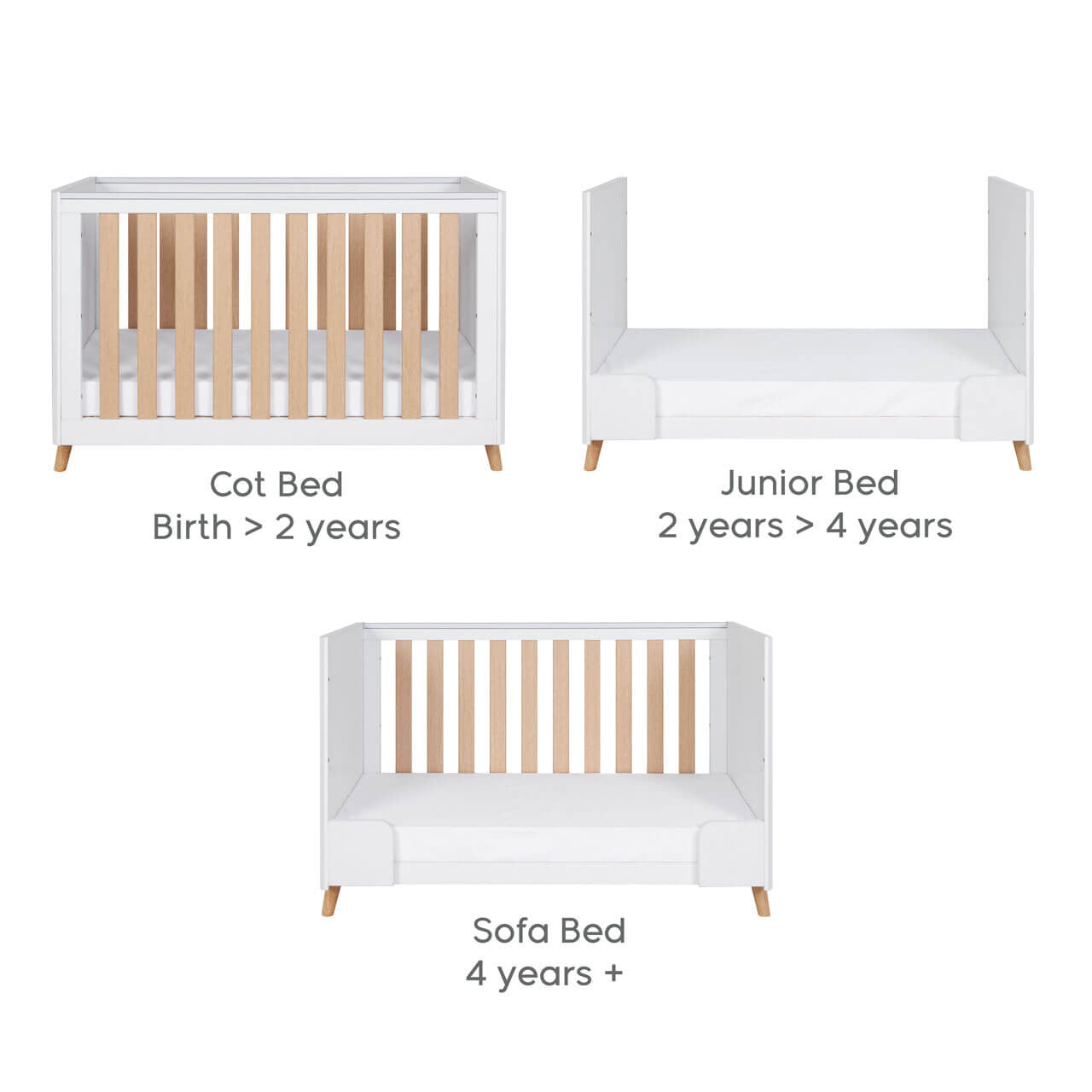 Tutti Bambini Fika Mini Cot Bed - White Sand/Light Oak -  | For Your Little One