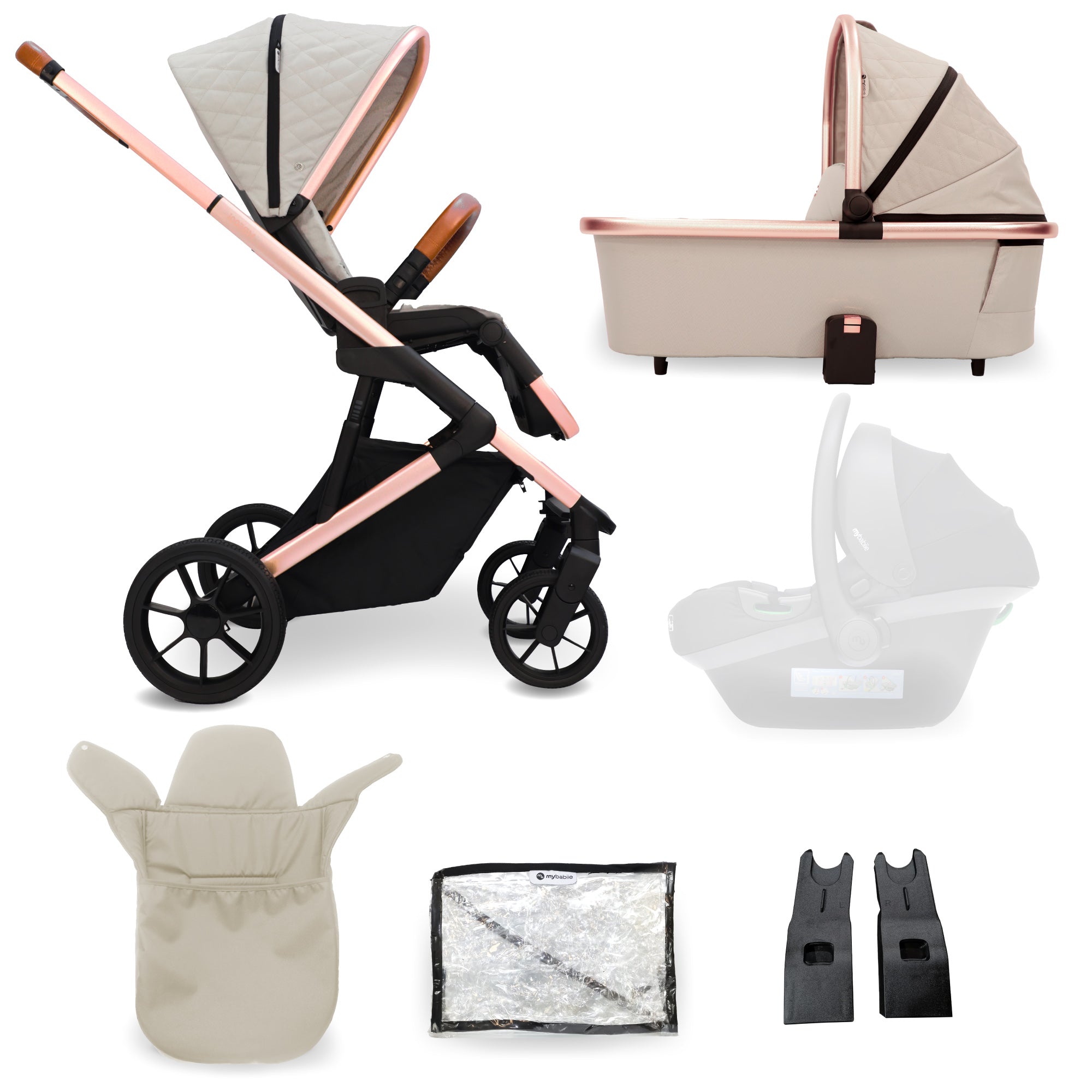 My Babiie MB500 2-in-1 Pushchair And Bassinet - Stone   