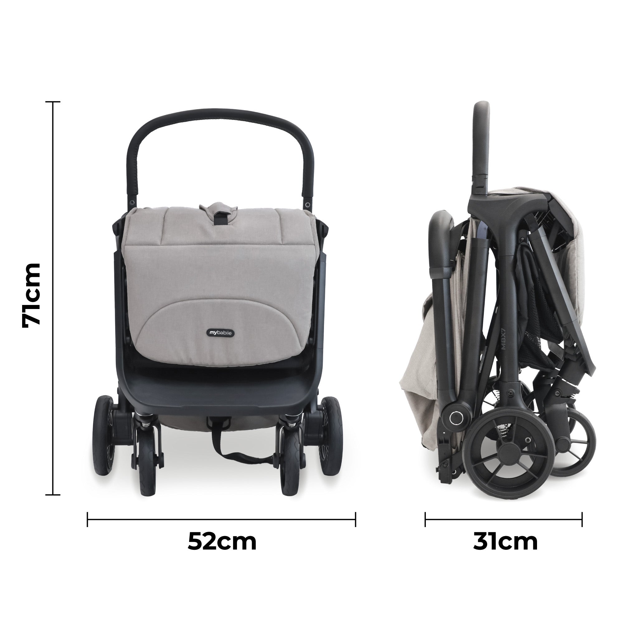 My Babiie MBX7 Plus Auto Fold Stroller - Camel   