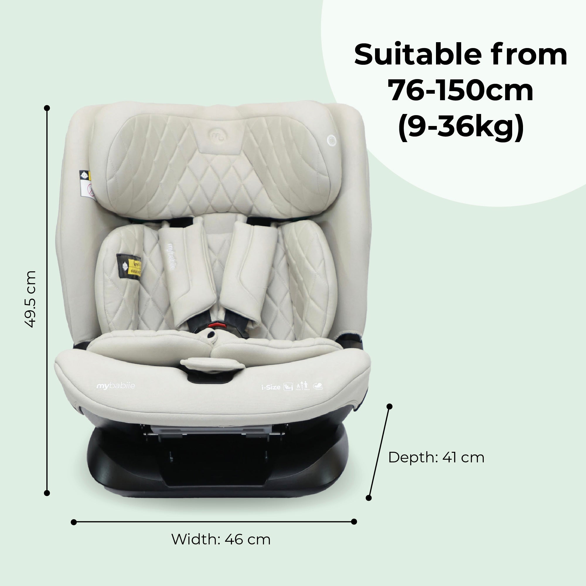 My Babiie i-Size Second Stage Car Seat (76-150cm) - Oatmeal