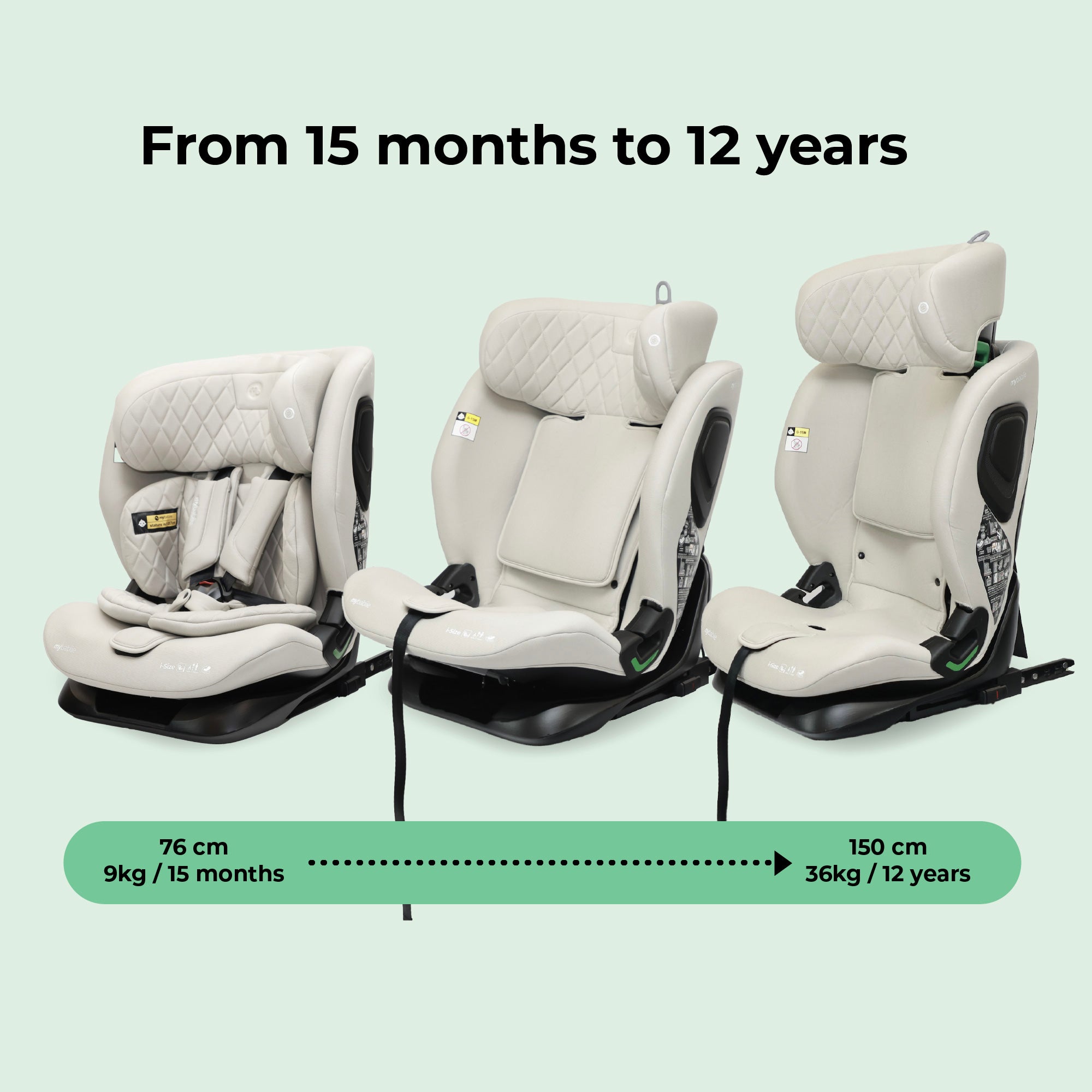 My Babiie i-Size Second Stage Car Seat (76-150cm) - Oatmeal