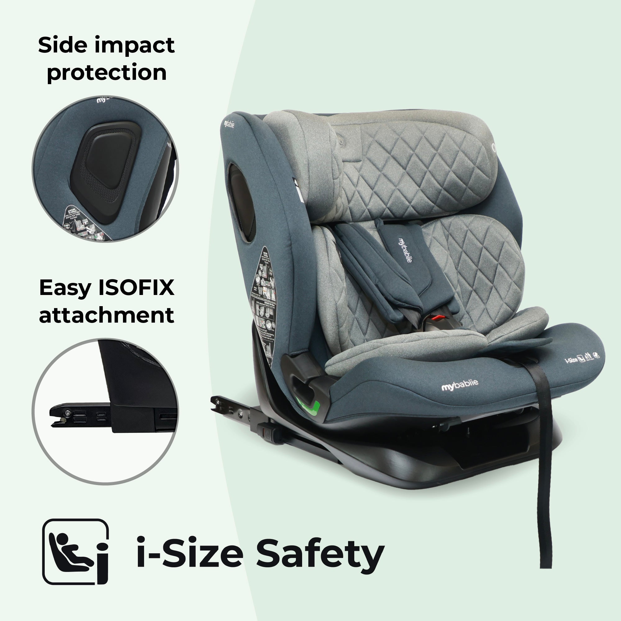 My Babiie i-Size Second Stage Car Seat (76-150cm) - Slate Blue