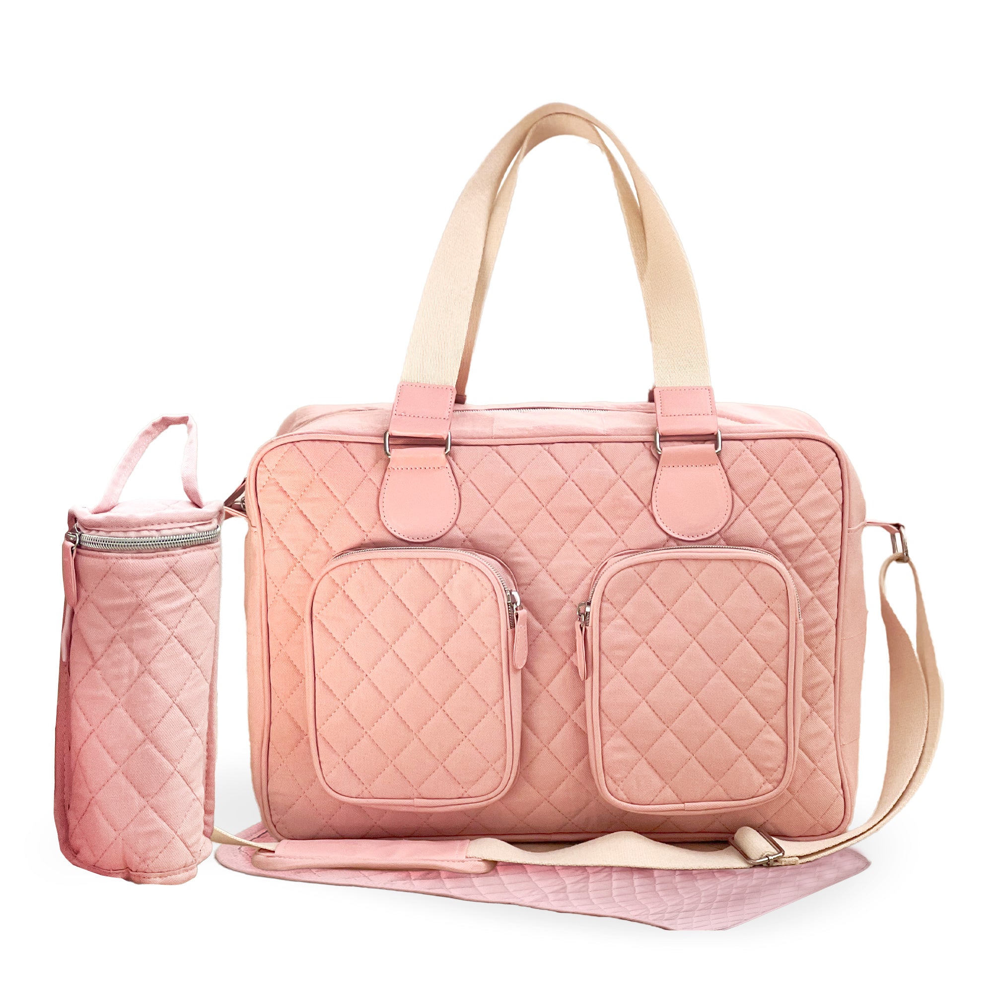 My Babiie Deluxe Changing Bag - Pink Quilted   