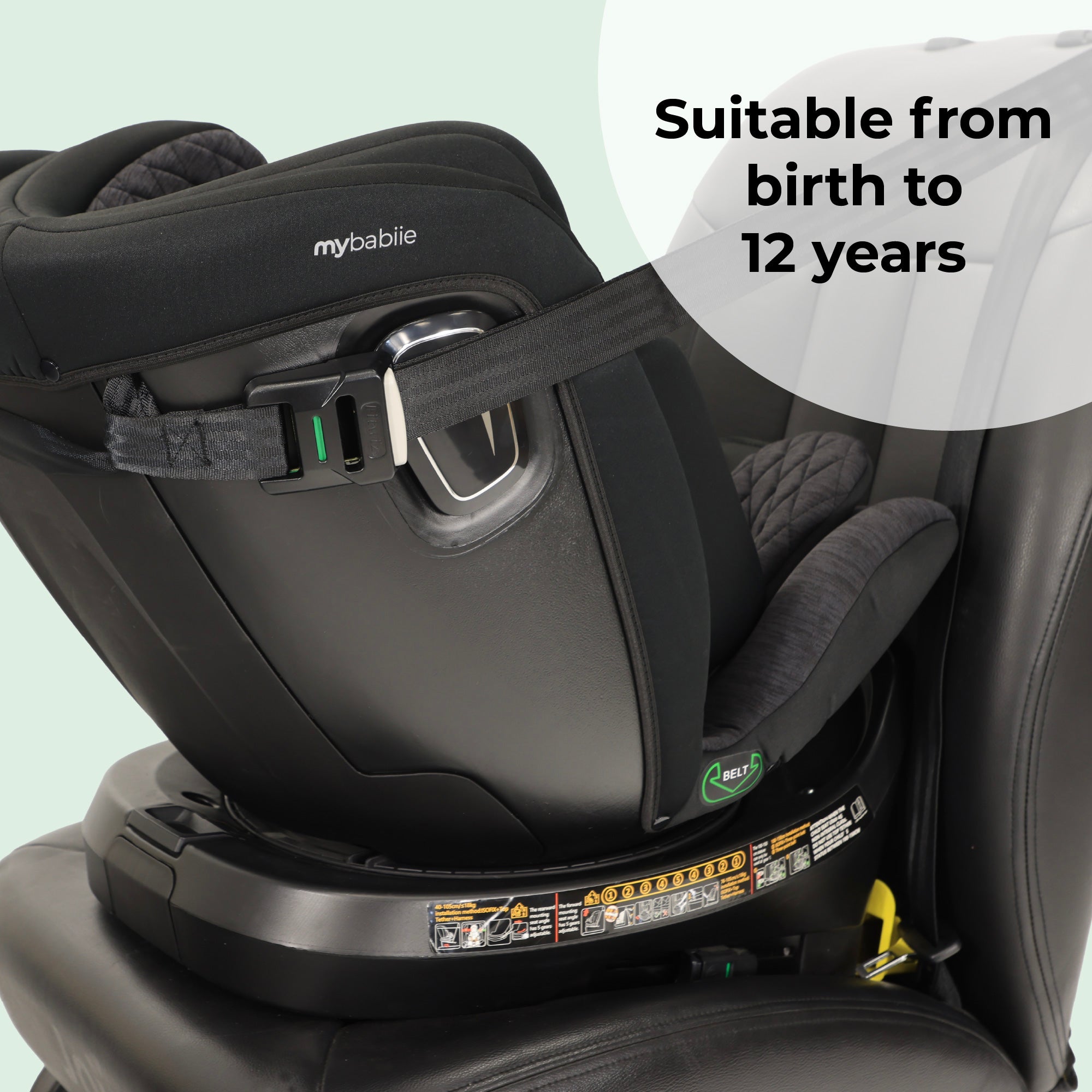 My Babiie Spin Top Tether I-Size Car Seat - Black Melange