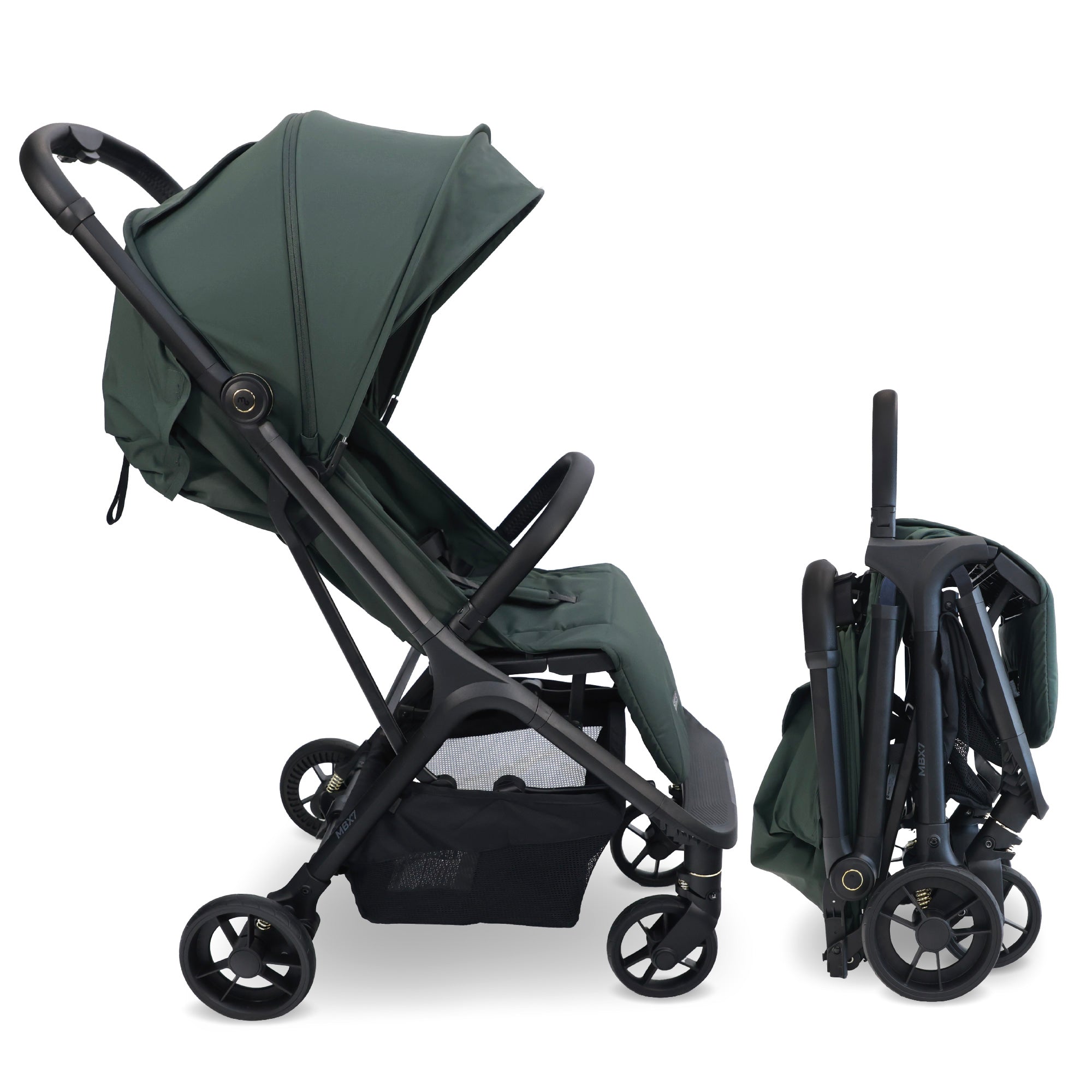 My Babiie MBX7 Plus Auto Fold Stroller - Forest Green   