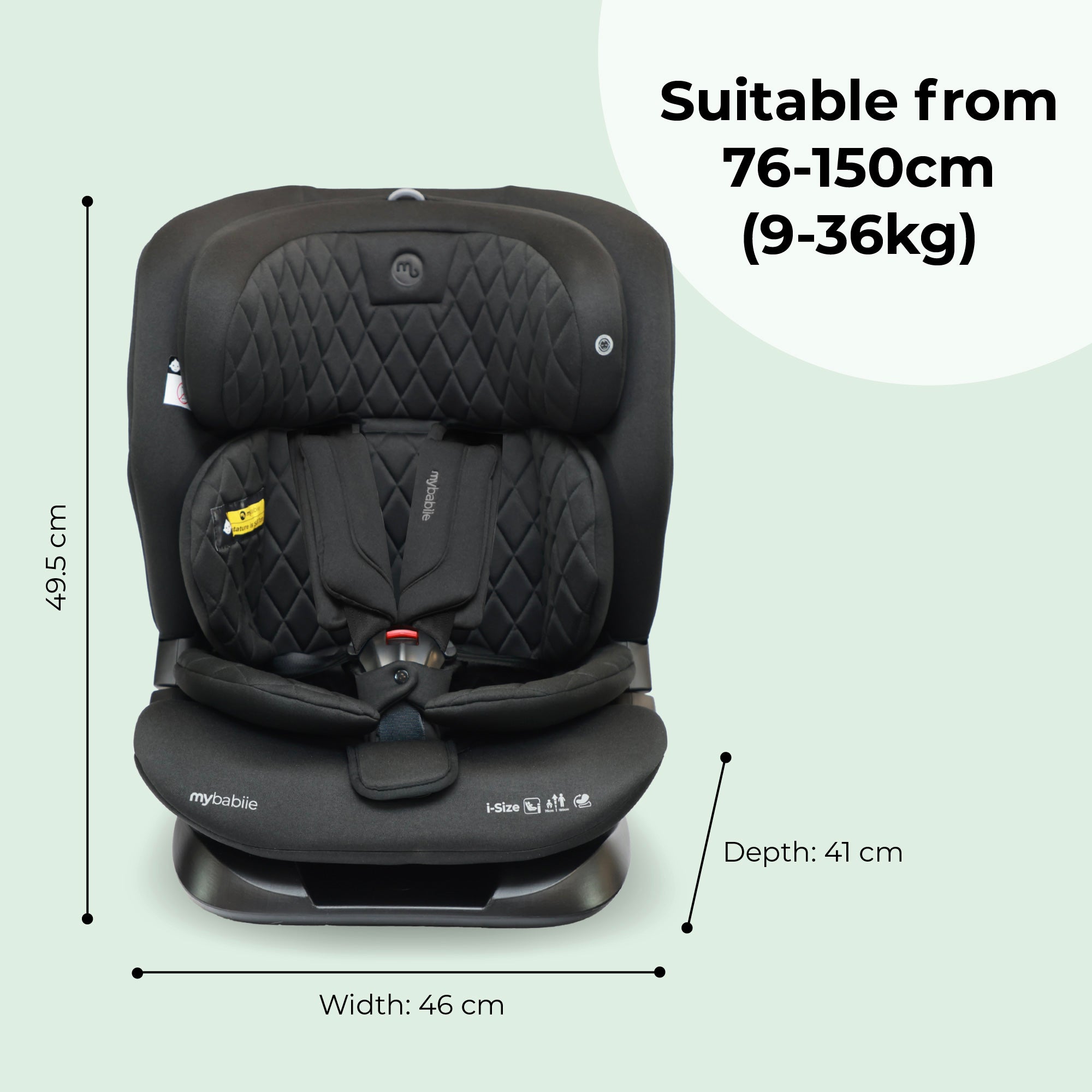 My Babiie i-Size Second Stage Car Seat (76-150cm) - Black