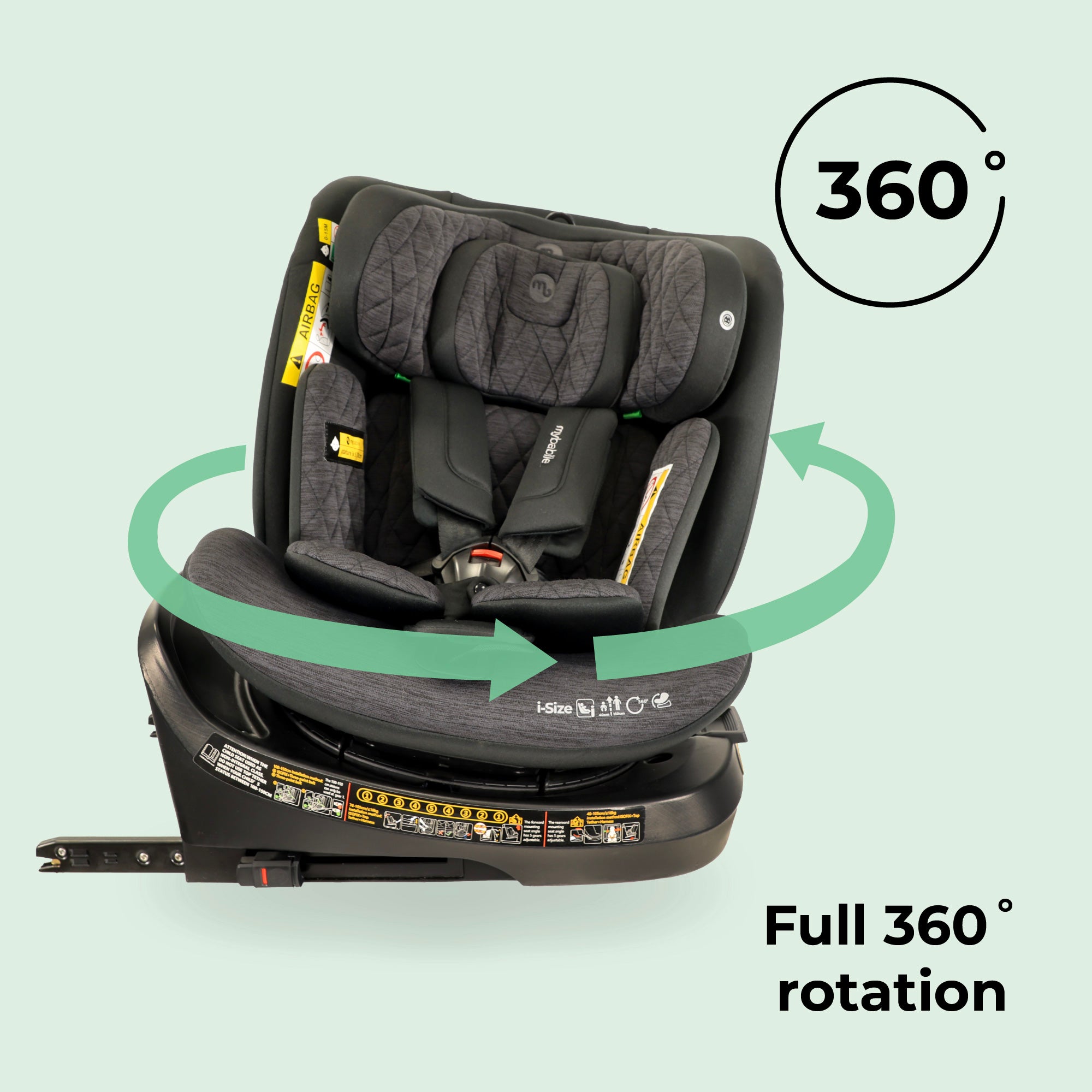 My Babiie Spin Top Tether I-Size Car Seat - Black Melange