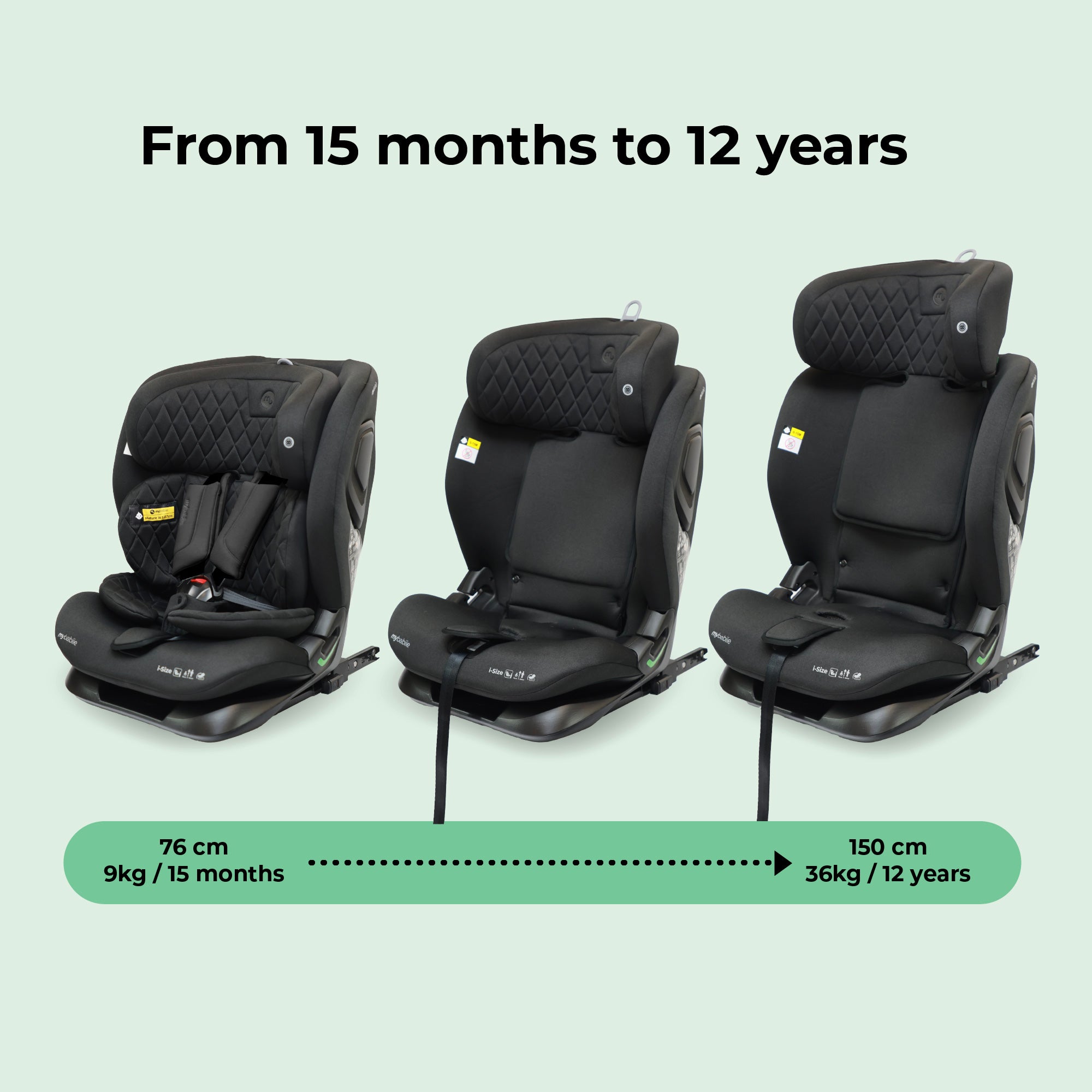 My Babiie i-Size Second Stage Car Seat (76-150cm) - Black