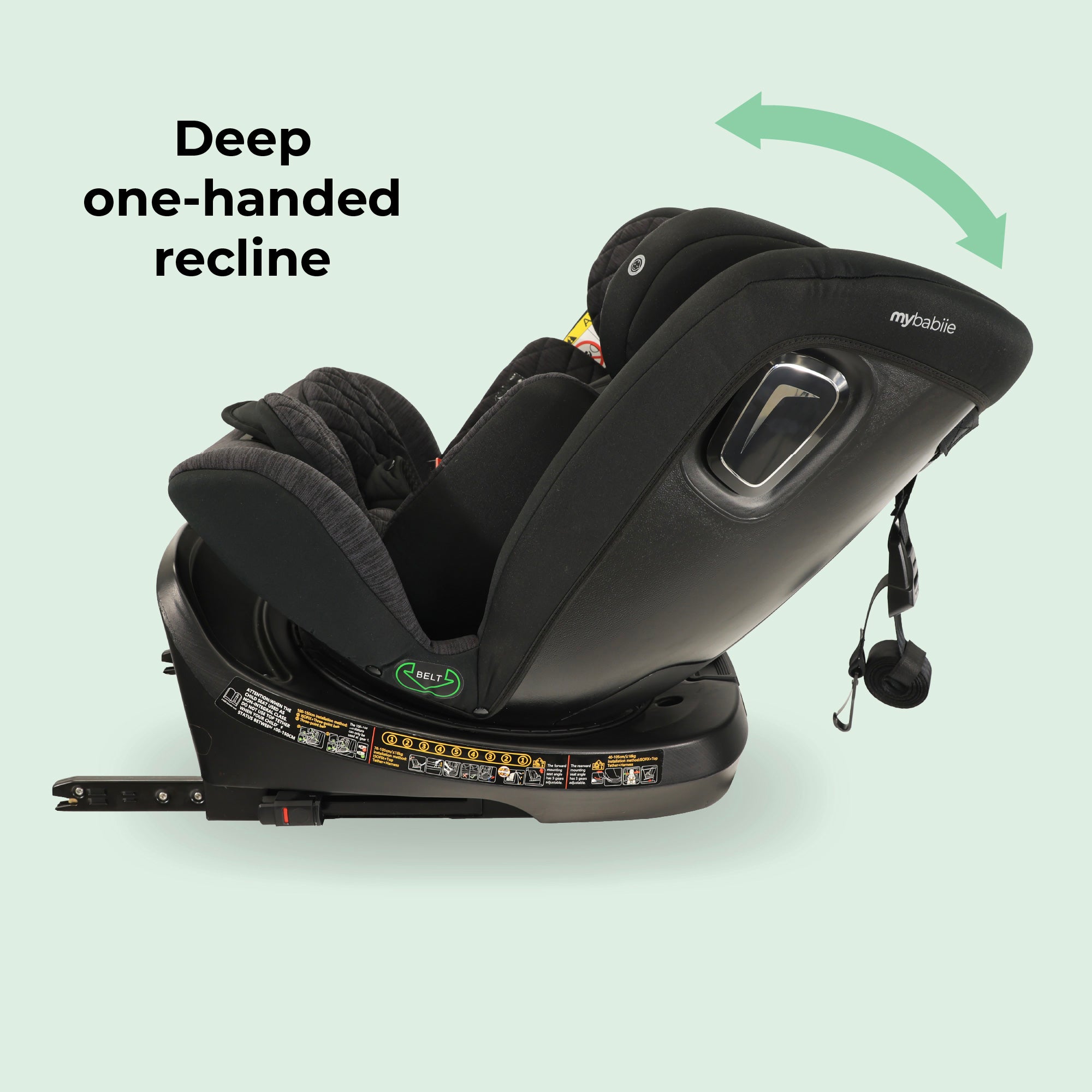 My Babiie Spin Top Tether I-Size Car Seat - Black Melange