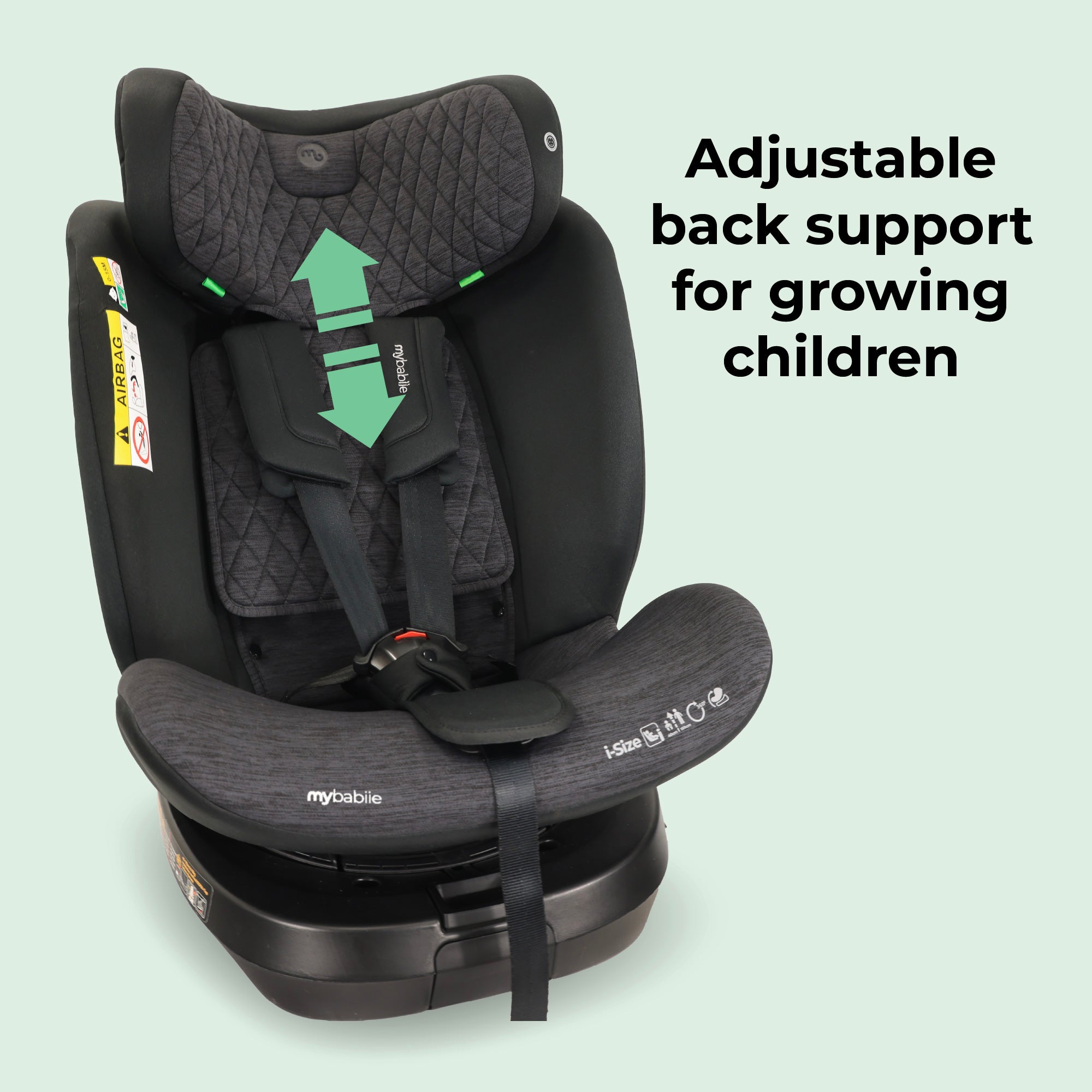 My Babiie Spin Top Tether I-Size Car Seat - Black Melange