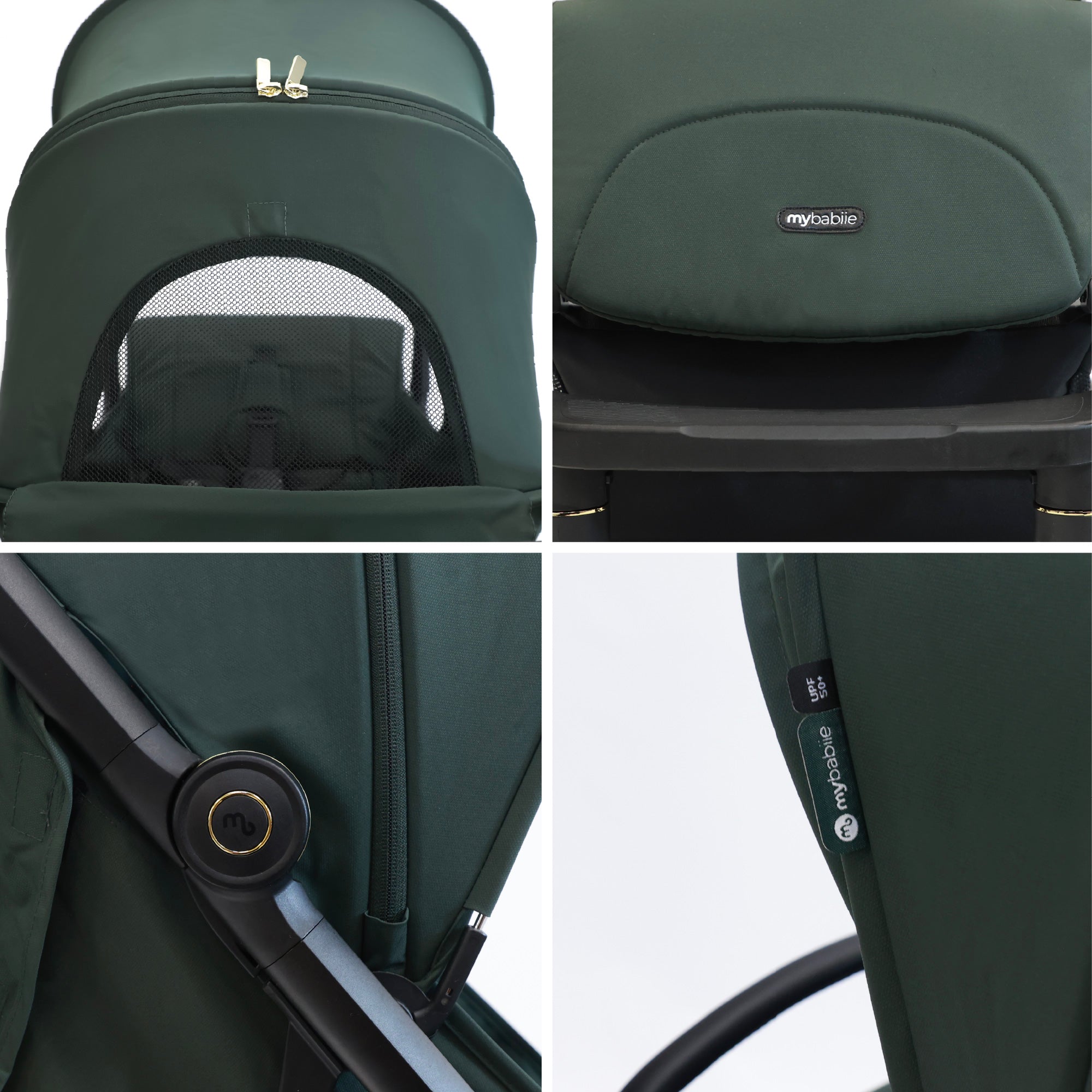 My Babiie MBX7 Plus Auto Fold Stroller - Forest Green   