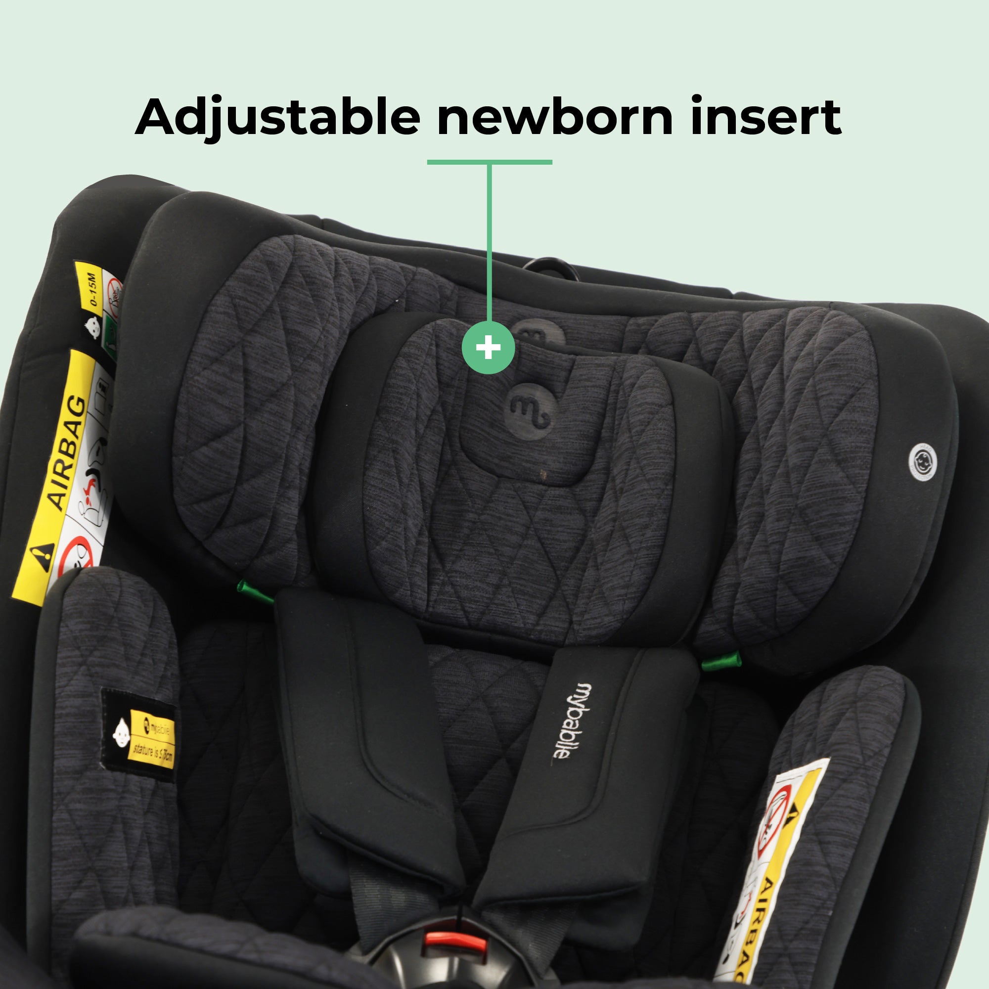 My Babiie Spin Top Tether I-Size Car Seat - Black Melange