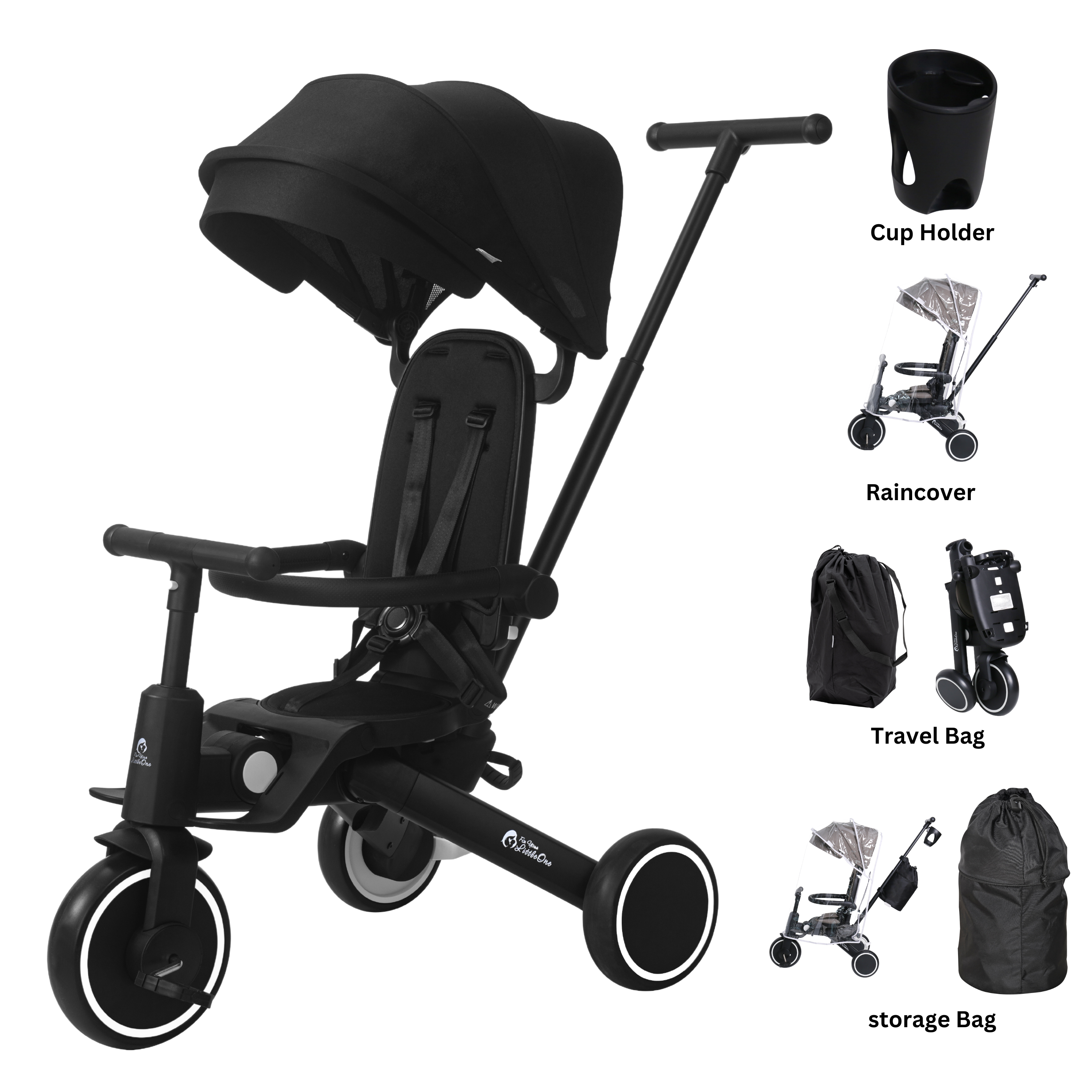 Foryourlittleone Xplor Ultimate Foldable Trike - Jet Black (2025)