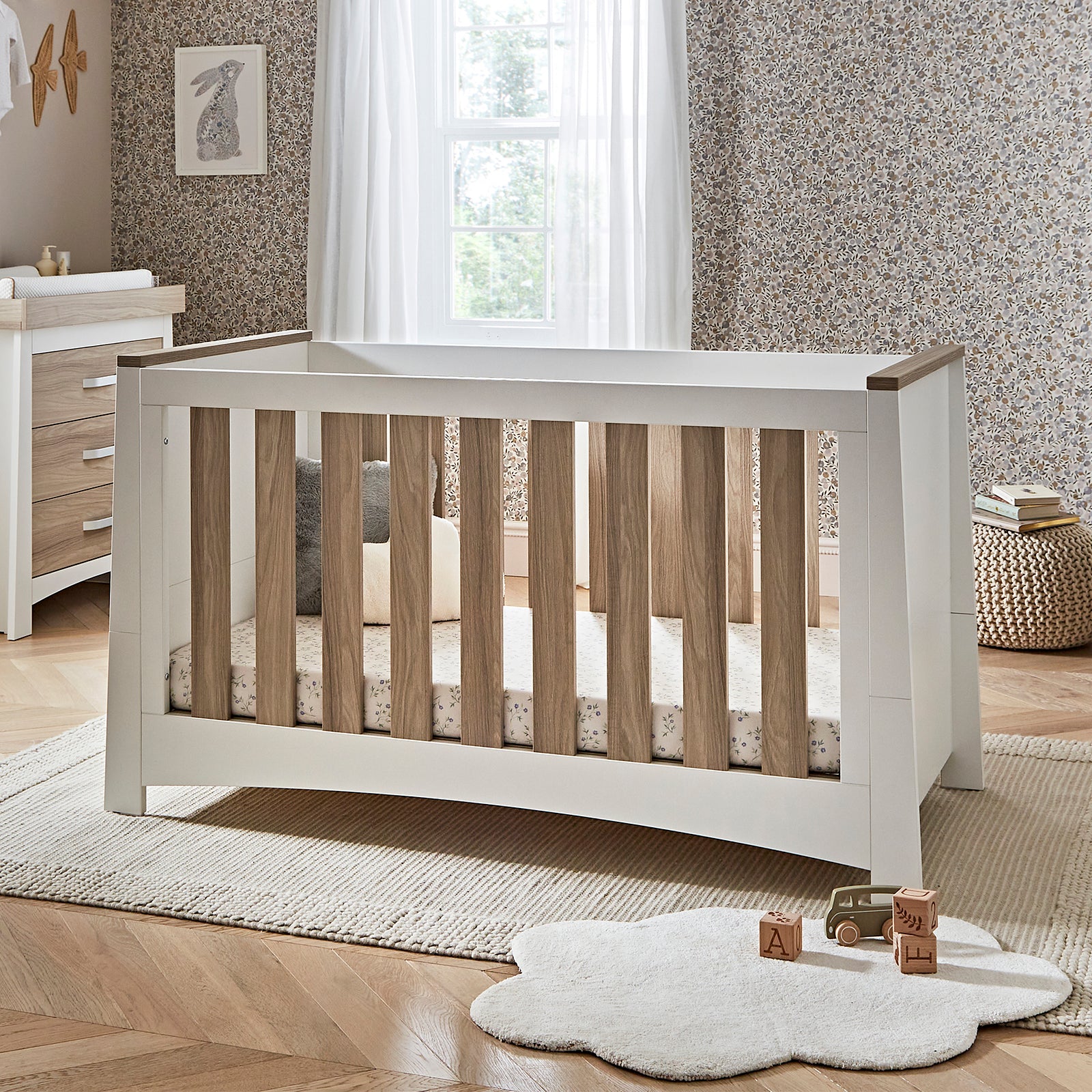 Cuddleco Ada Cot Bed - White & Ash