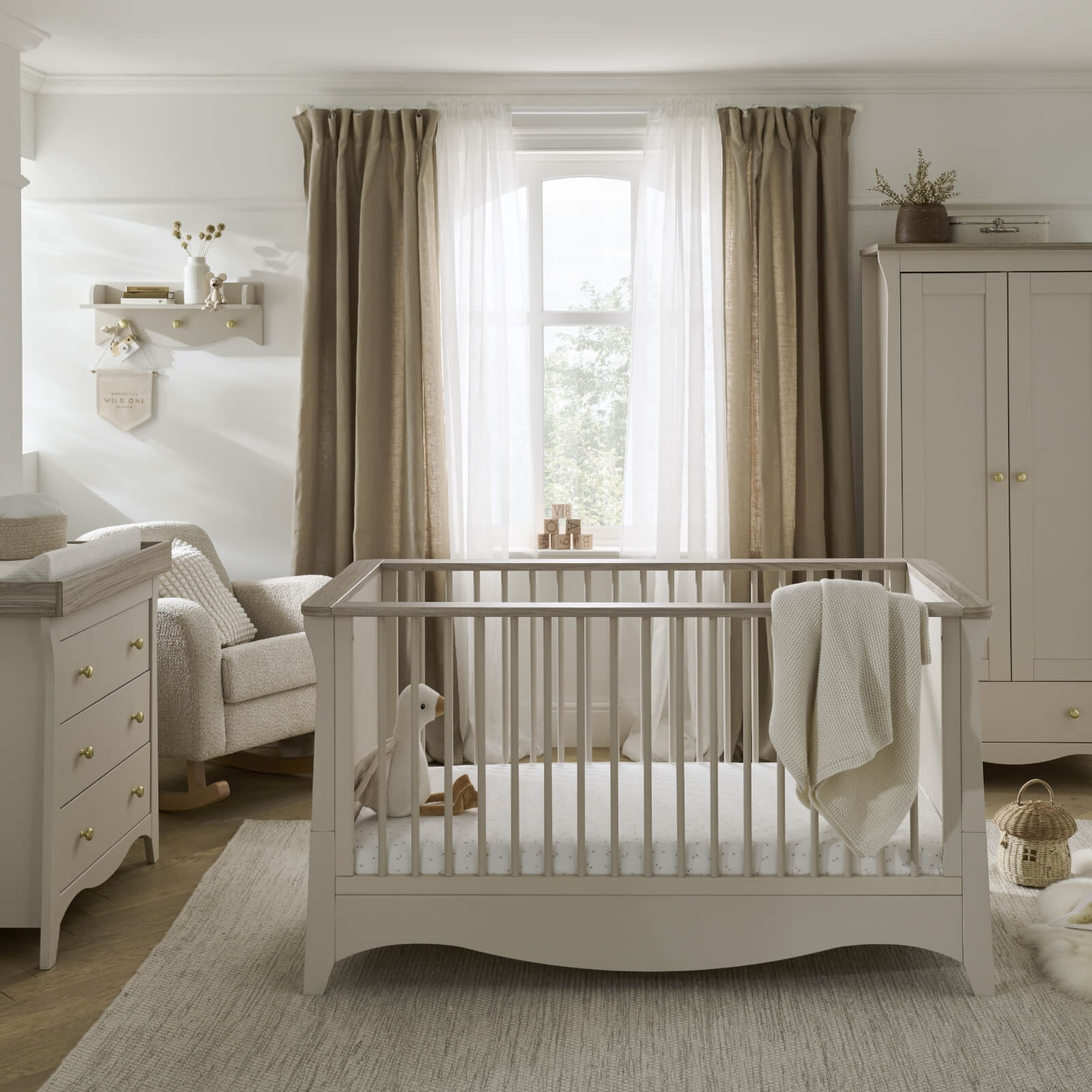 Cuddleco Clara 3 Piece Nursery Furniture Set - Cashmere & Ash   