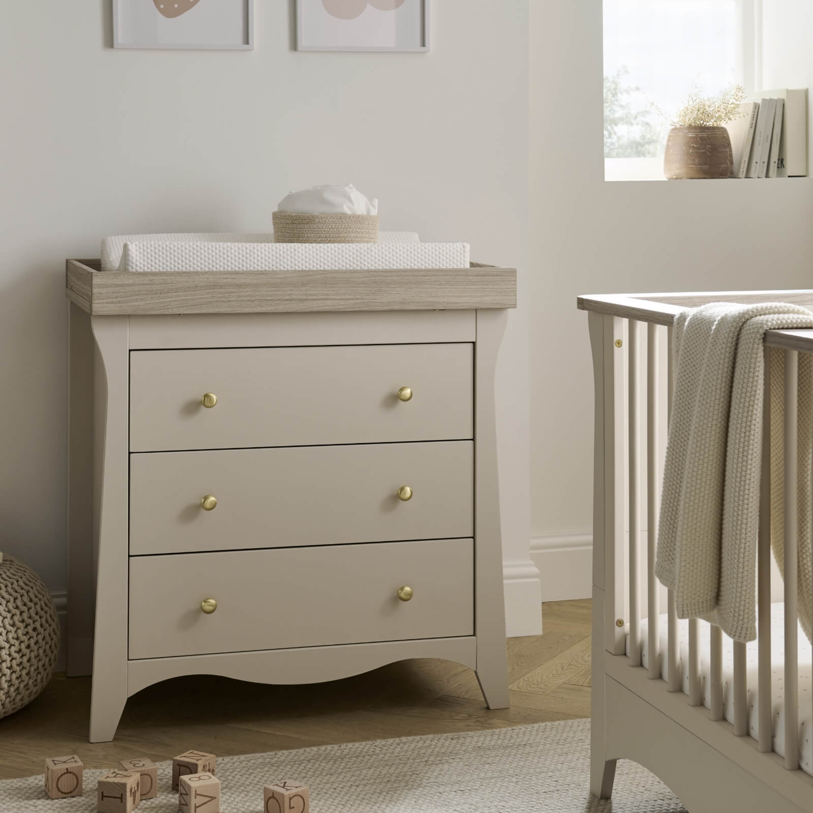 Cuddleco Clara 3 Piece Nursery Furniture Set - Cashmere & Ash   