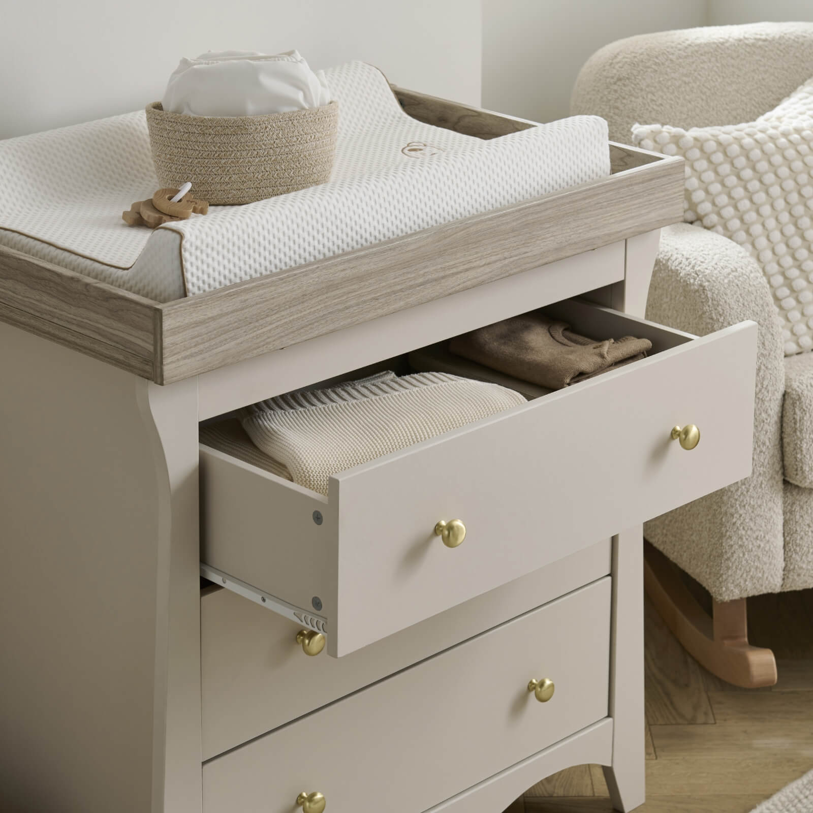 Cuddleco Clara 3 Piece Nursery Furniture Set - Cashmere & Ash   