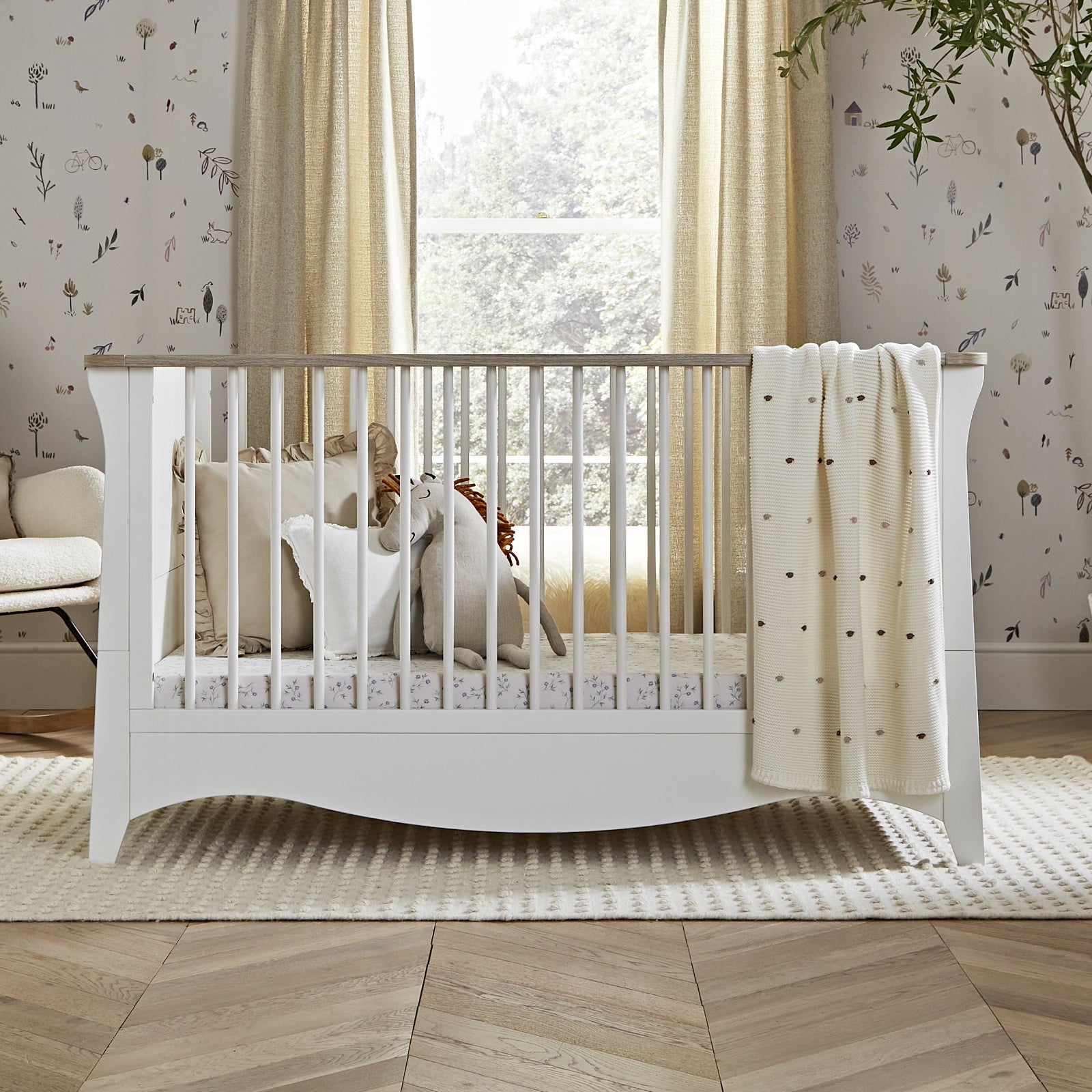 Cuddleco Clara Cot Bed - White & Ash