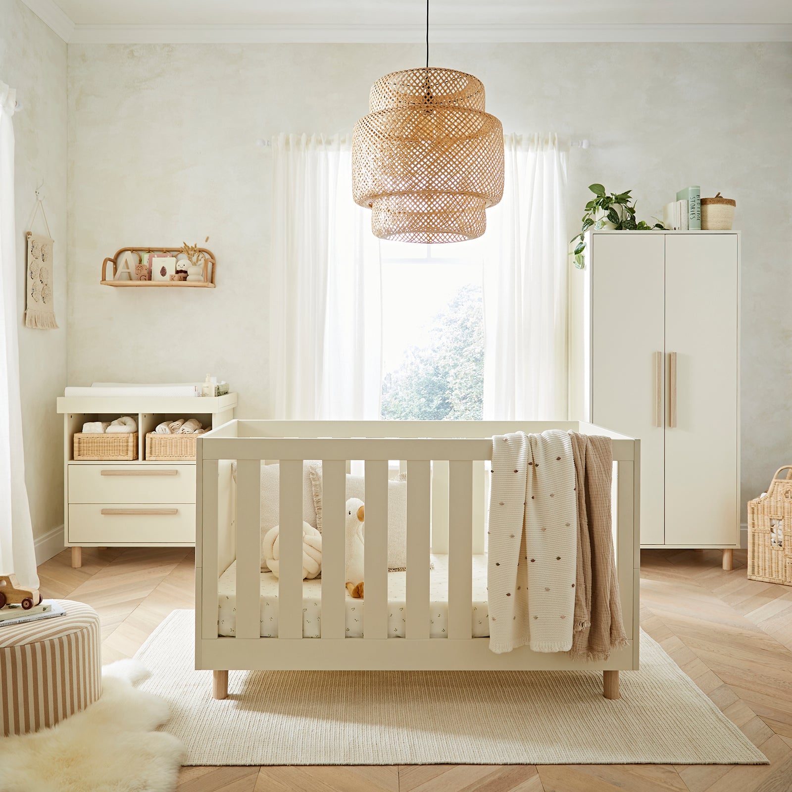 Cuddleco Harper 3 Piece Nursery Furniture Set - Cream & Ash