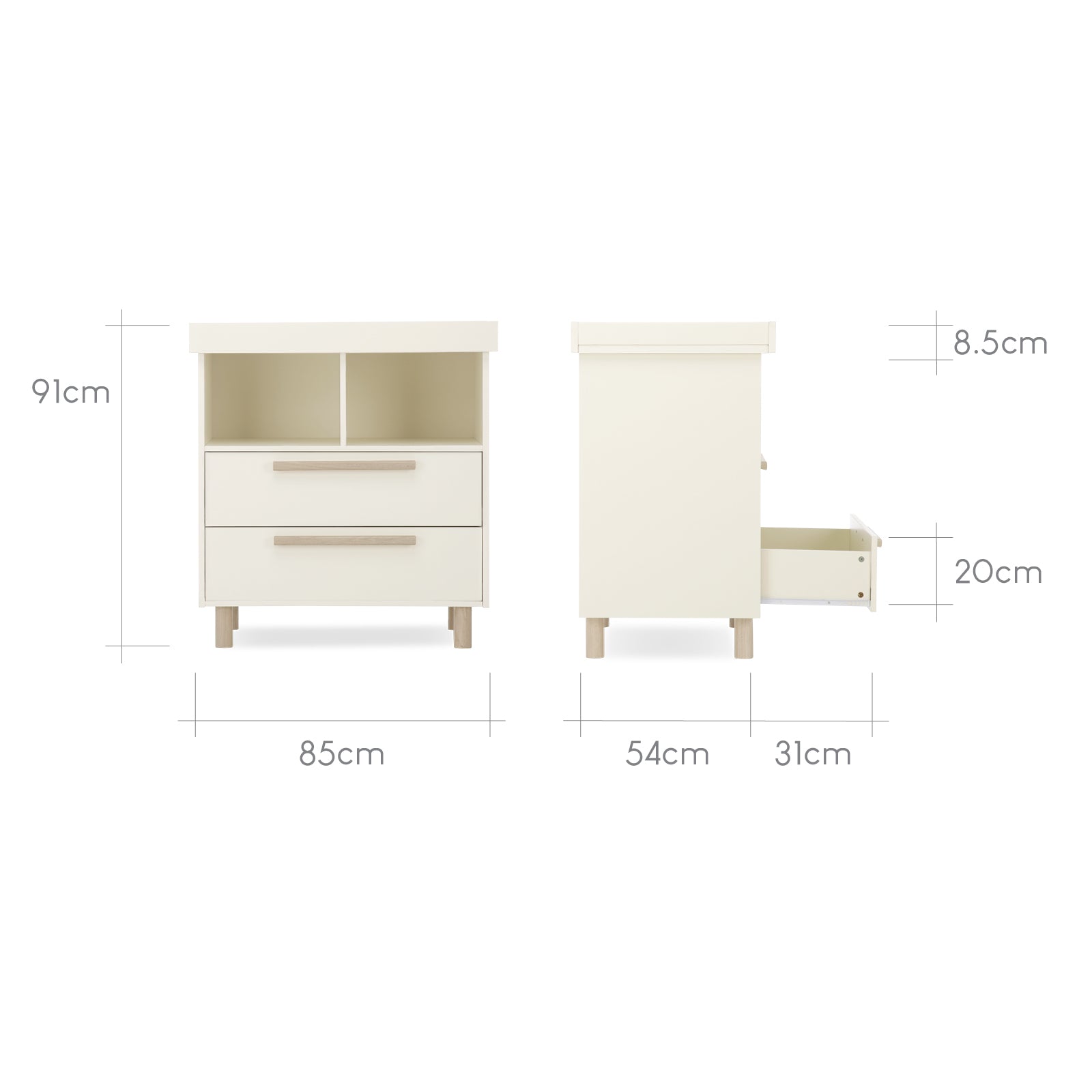 Cuddleco Harper 3 Piece Nursery Furniture Set - Cream & Ash