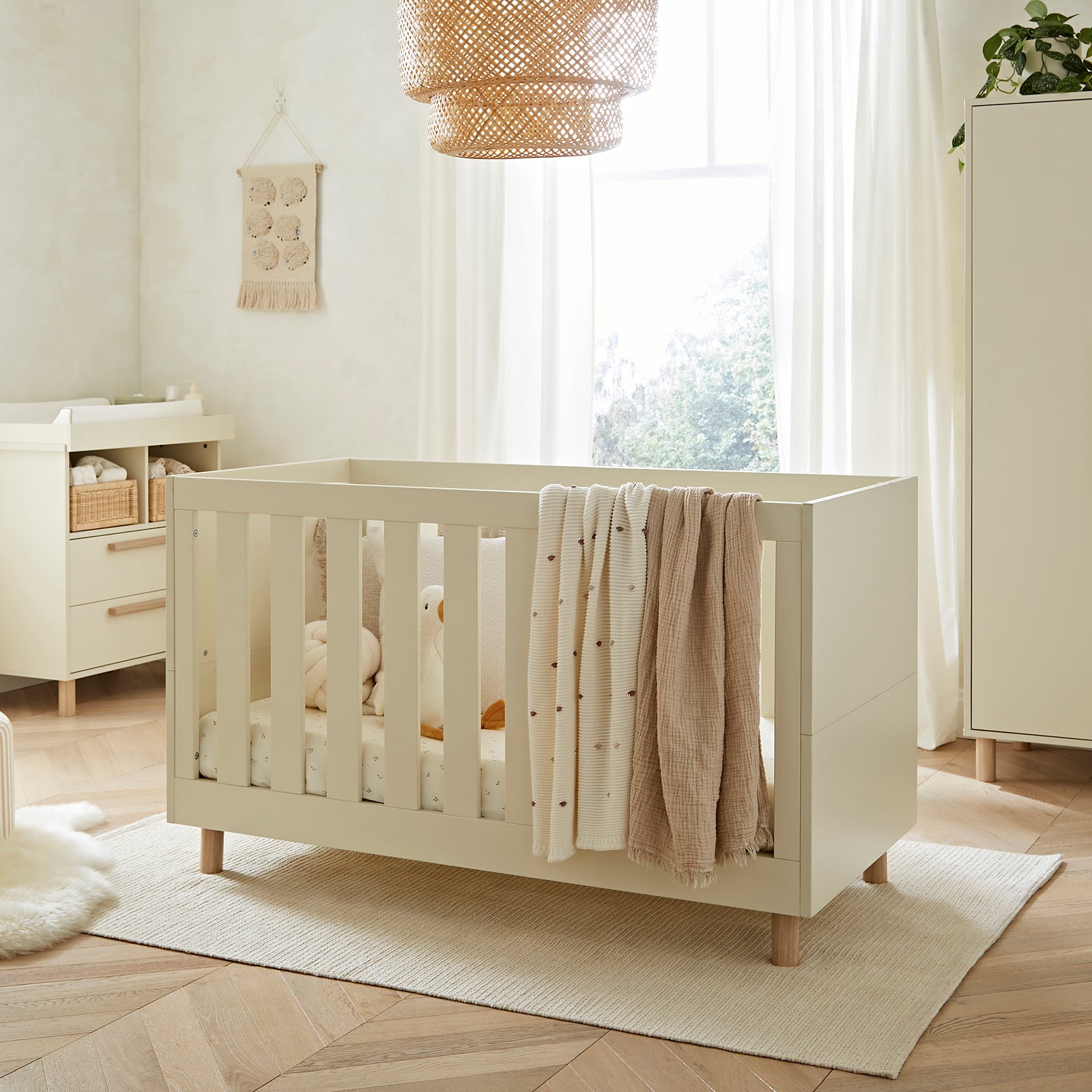 Cuddleco Harper 3 Piece Nursery Furniture Set - Cream & Ash