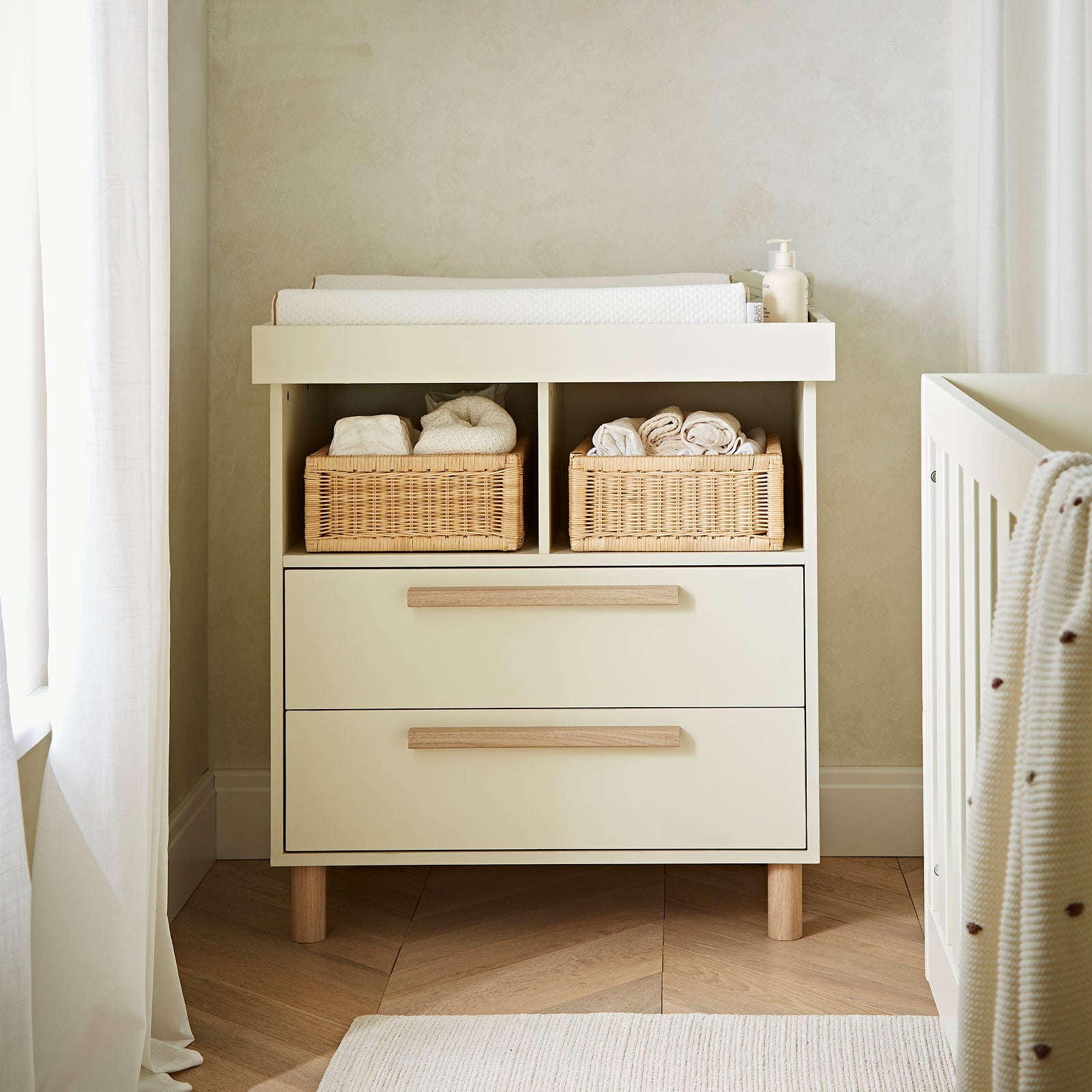 Cuddleco Harper 3 Piece Nursery Furniture Set - Cream & Ash