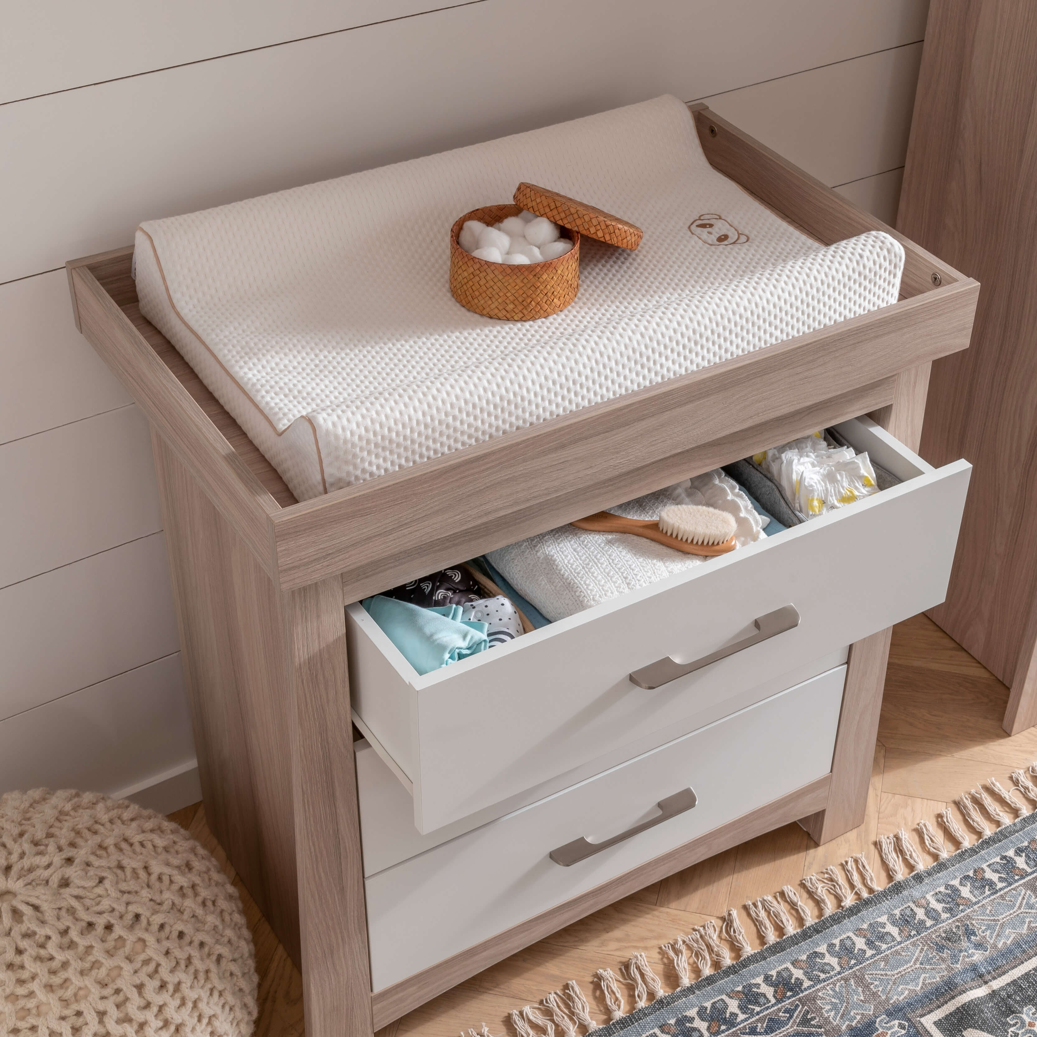 Cuddleco Lana 2 Piece Nursery Furniture Set - Ash & White