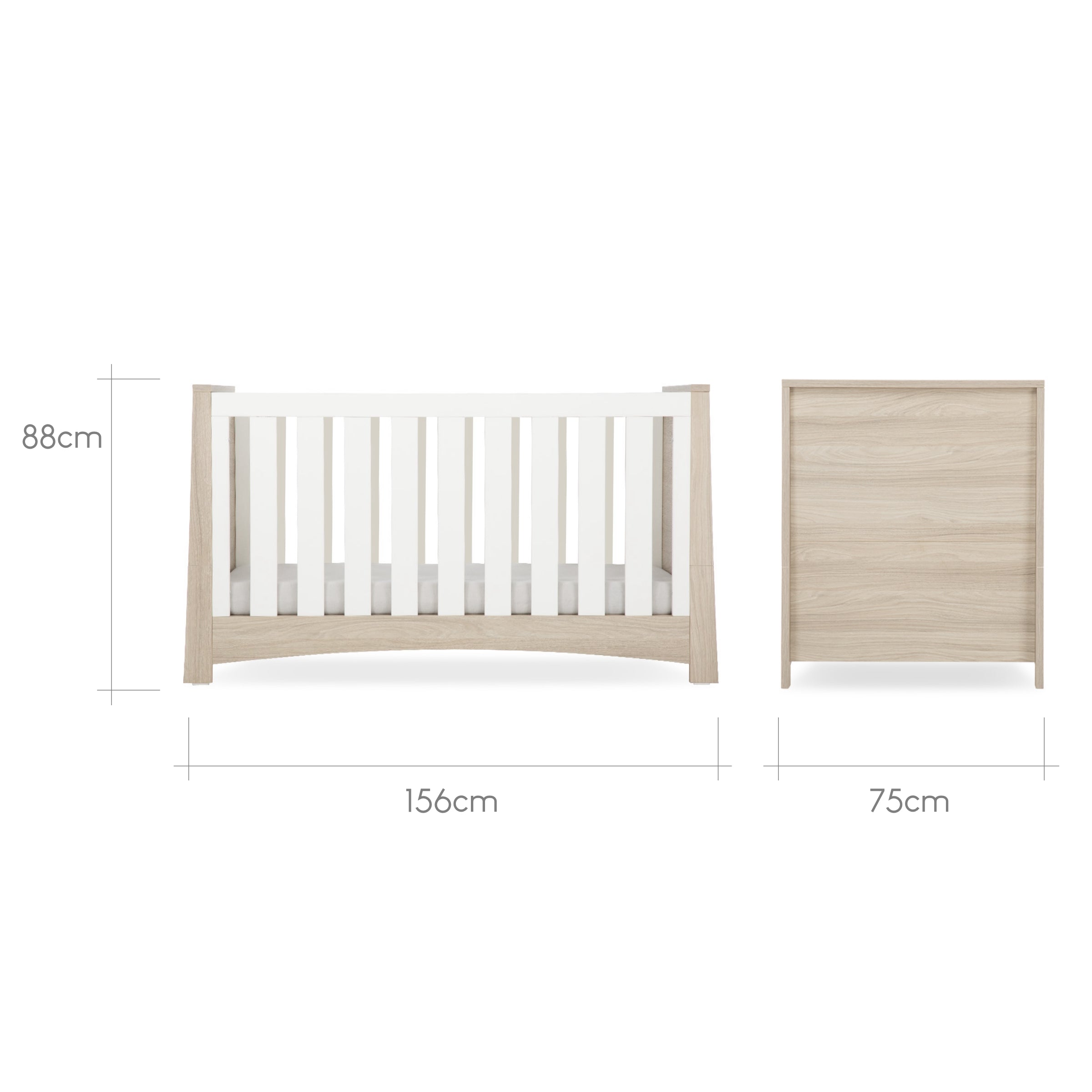 Cuddleco Lana Cot Bed - Ash & White