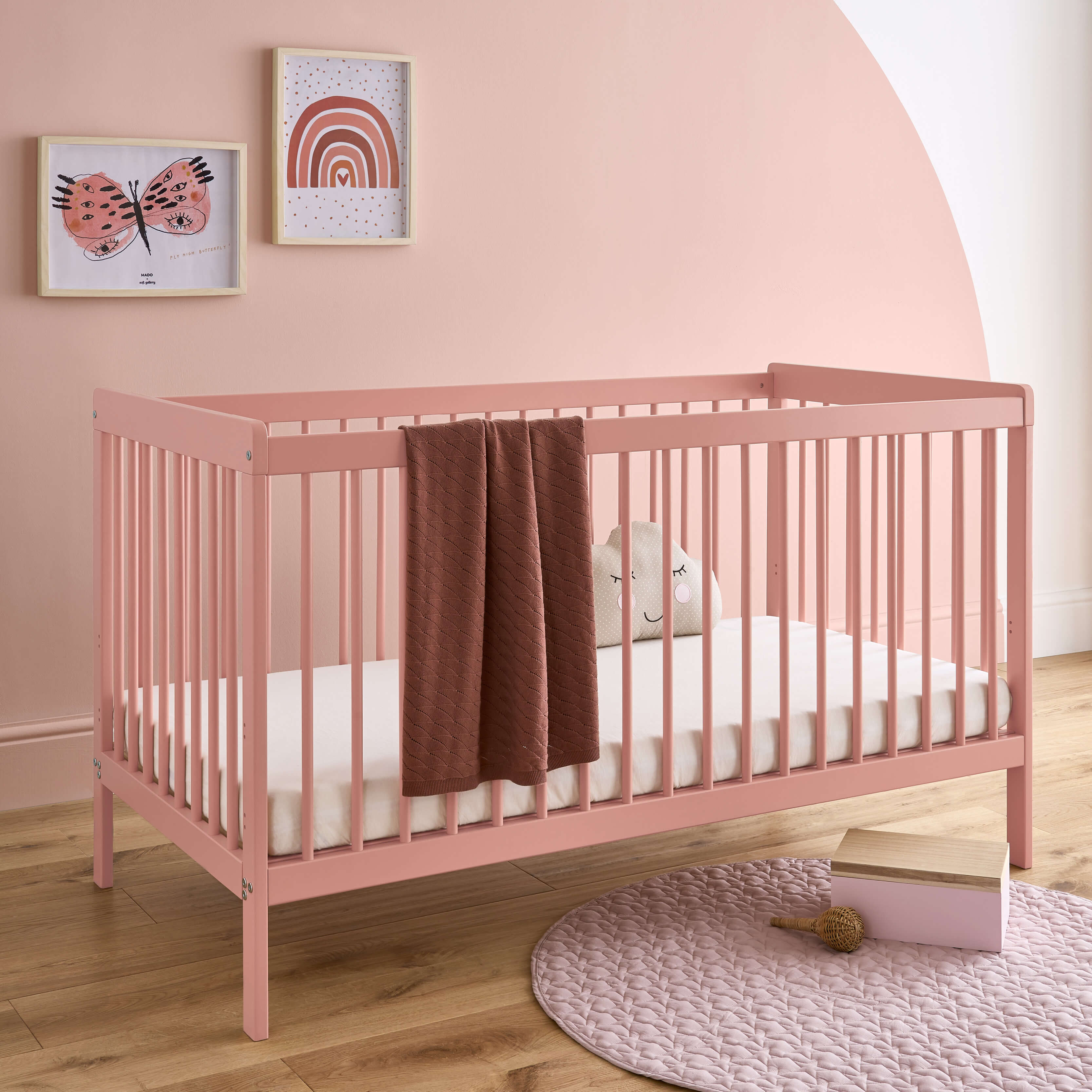 Cuddleco Nola Cot Bed - Blush Pink