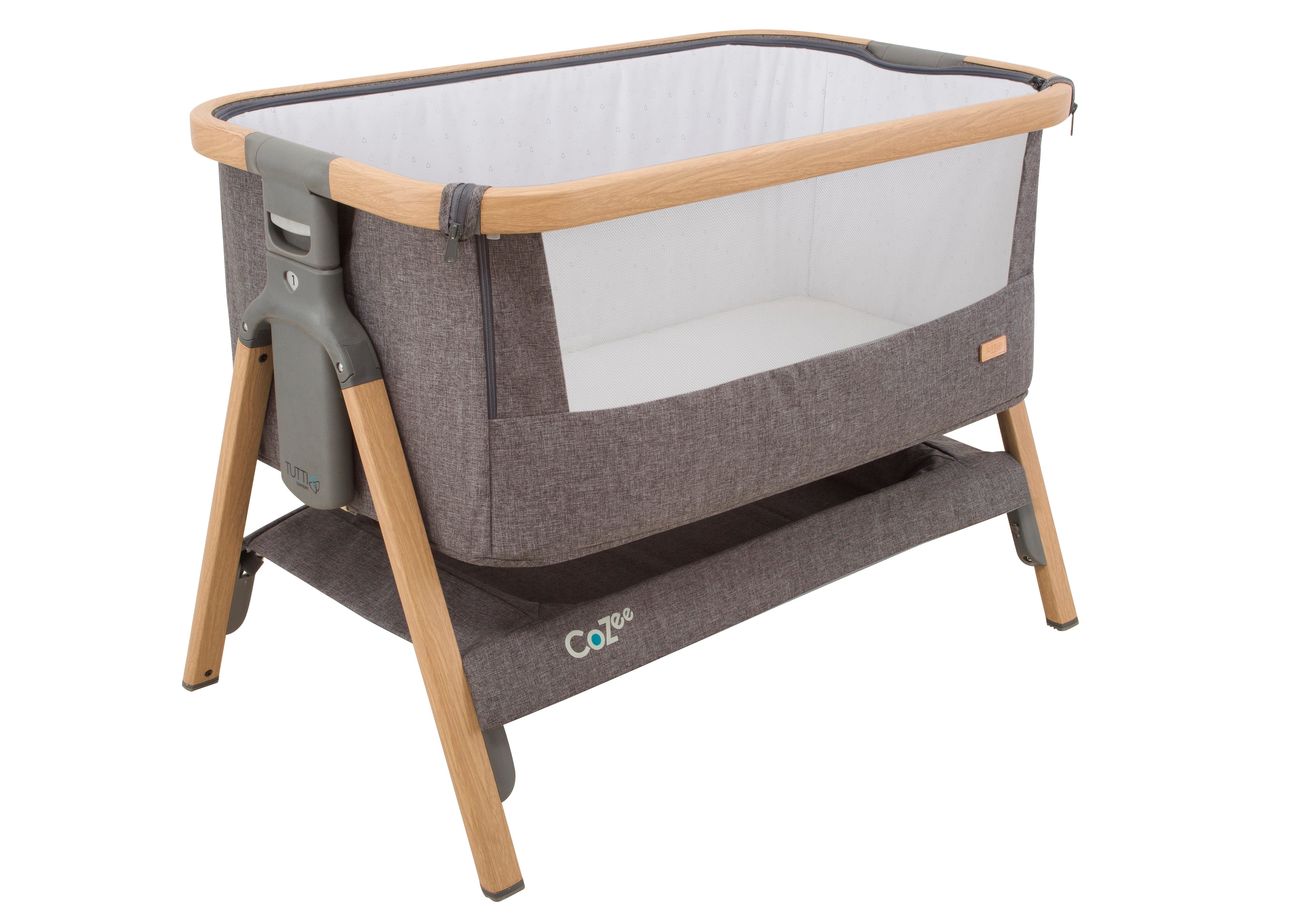 Tutti Bambini CoZee Bedside Crib - Oak and Charcoal -  | For Your Little One