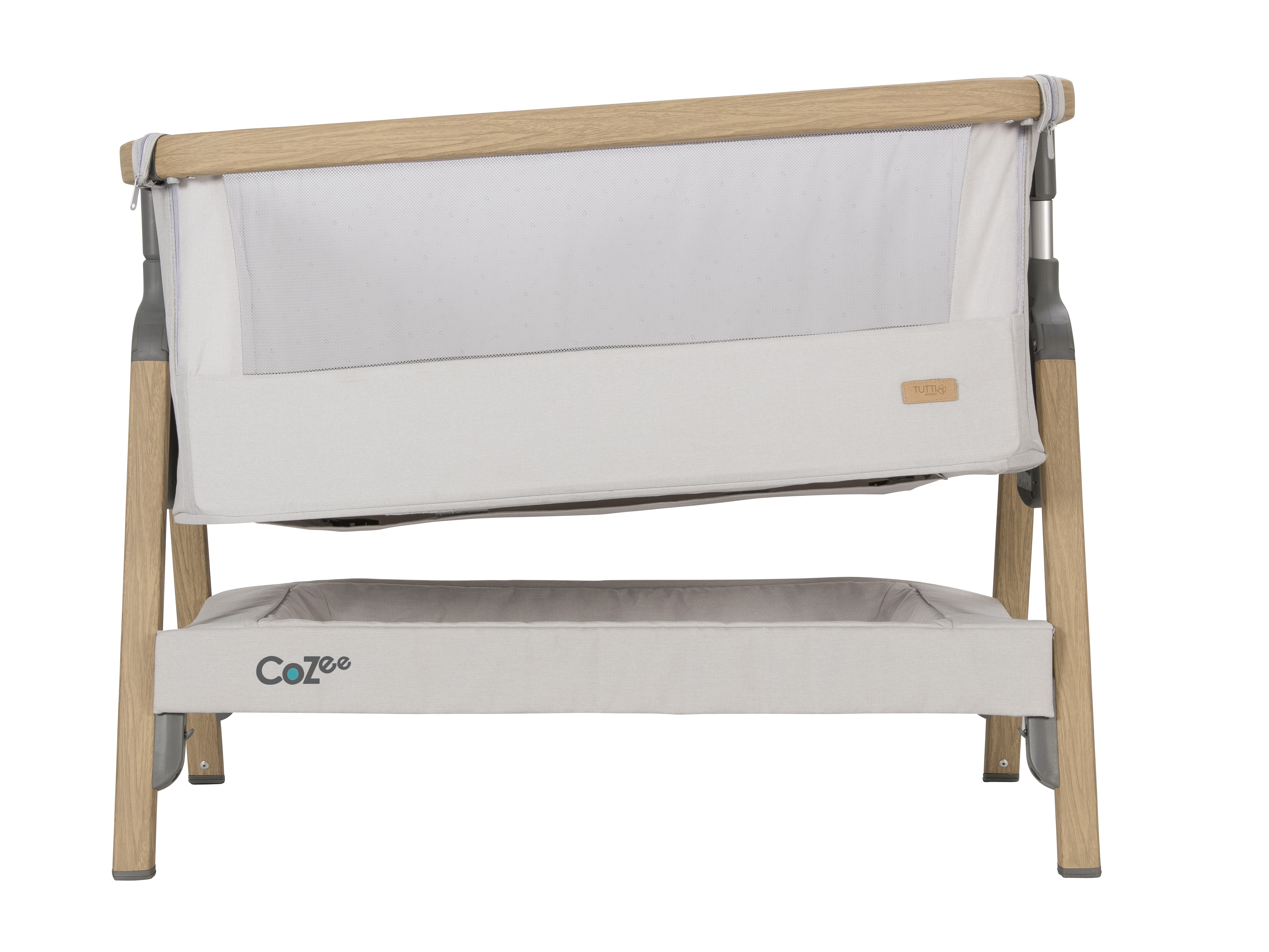 Tutti Bambini Cozee Bedside Crib - Oak/Sterling Silver -  | For Your Little One