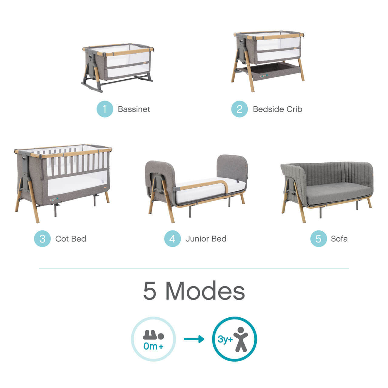 Tutti Bambini Cozee XL Junior Bed & Sofa Expansion Pack - Oak / Charcoal -  | For Your Little One