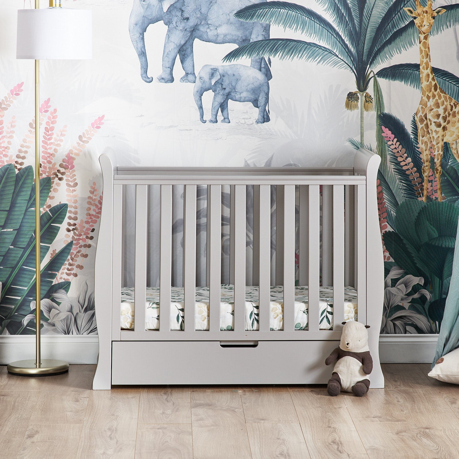 Obaby Stamford Space Saver Sleigh  Cot - Warm Grey   