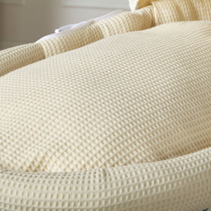 Cream Waffle Grey Wicker Baby Moses Basket With Stand