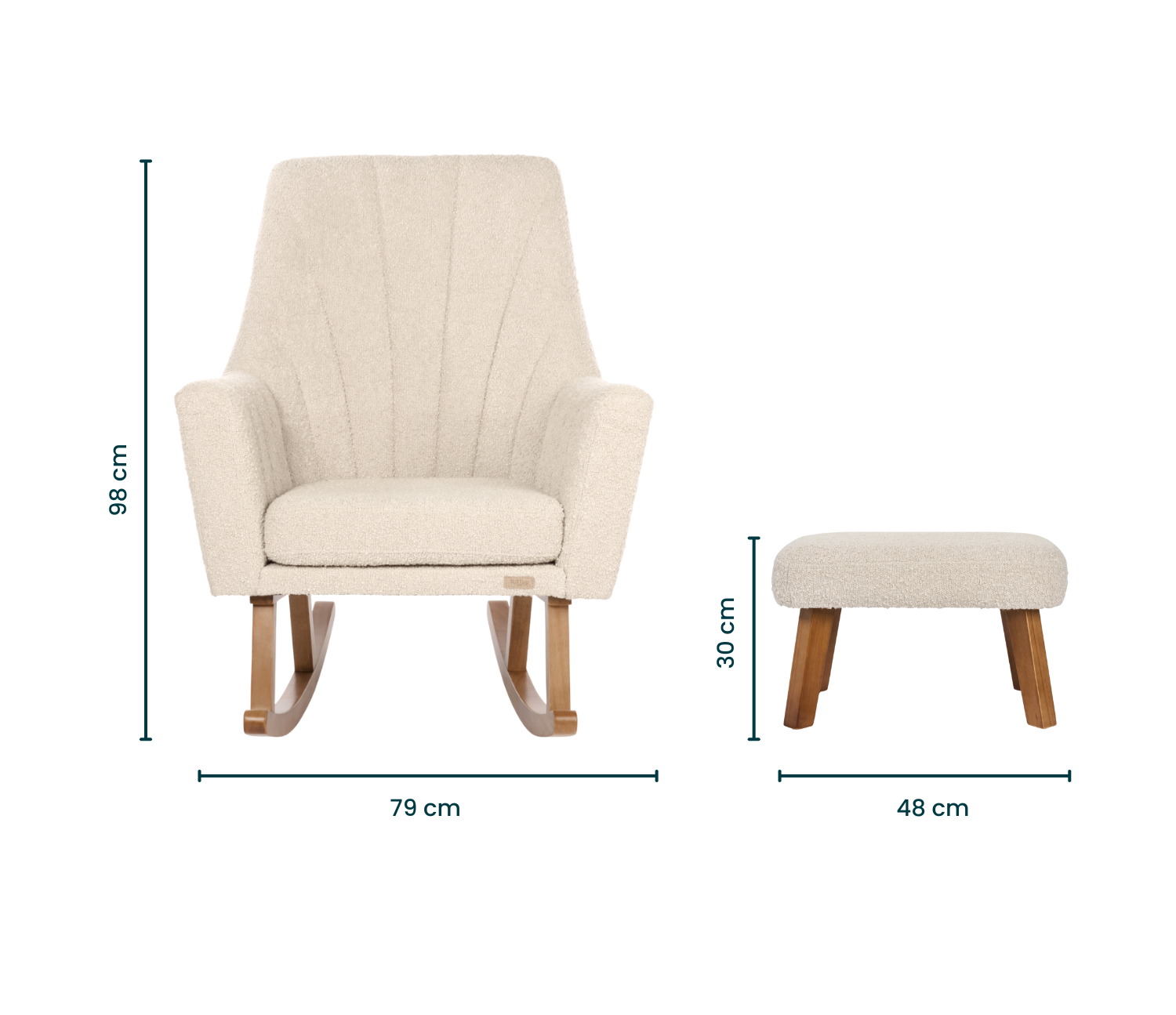 Jonah Luxe Rocking Chair & Foot Stool - Boucle Mushroom