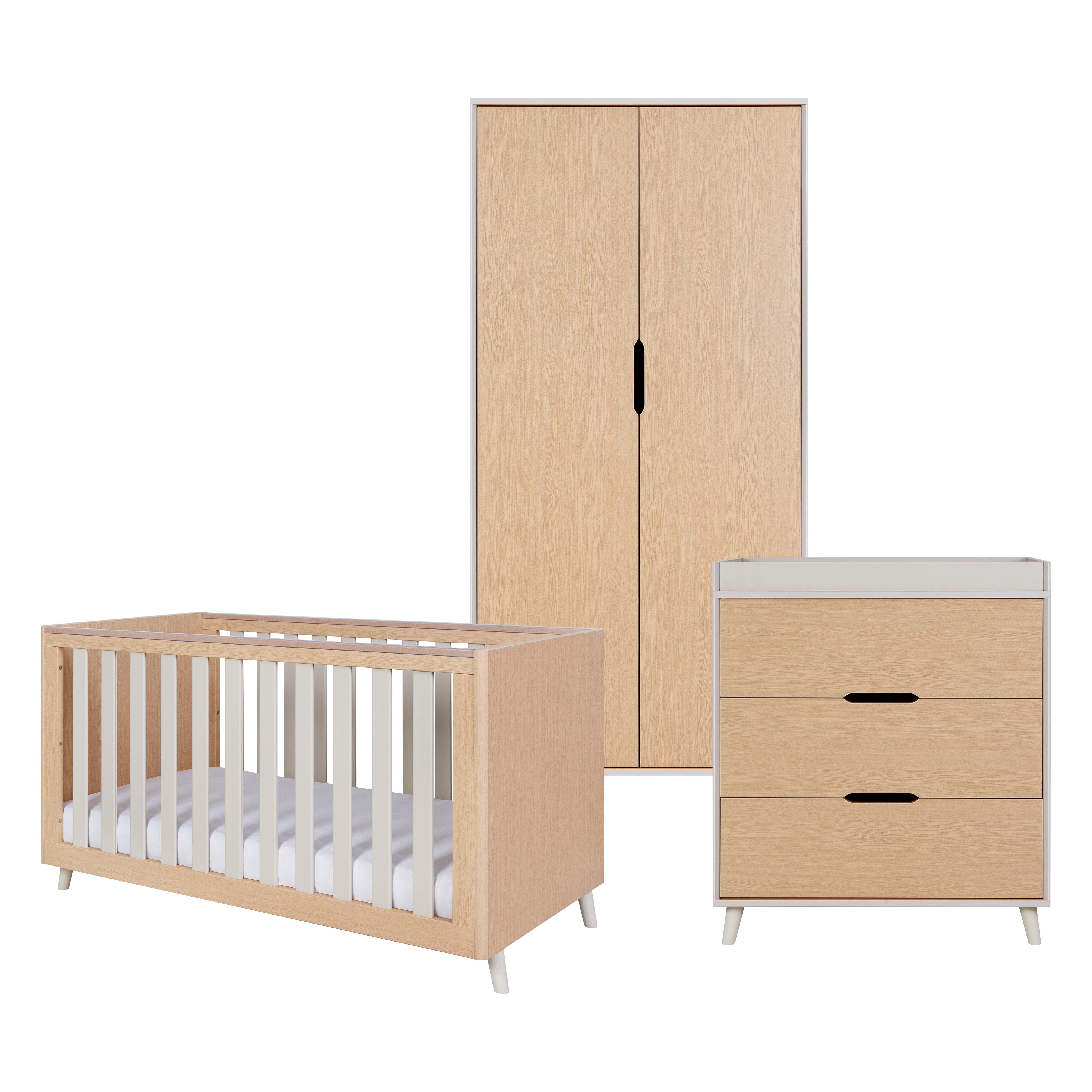 Tutti Bambini Fika 3 Piece Room Set - White Sand /Light Oak   