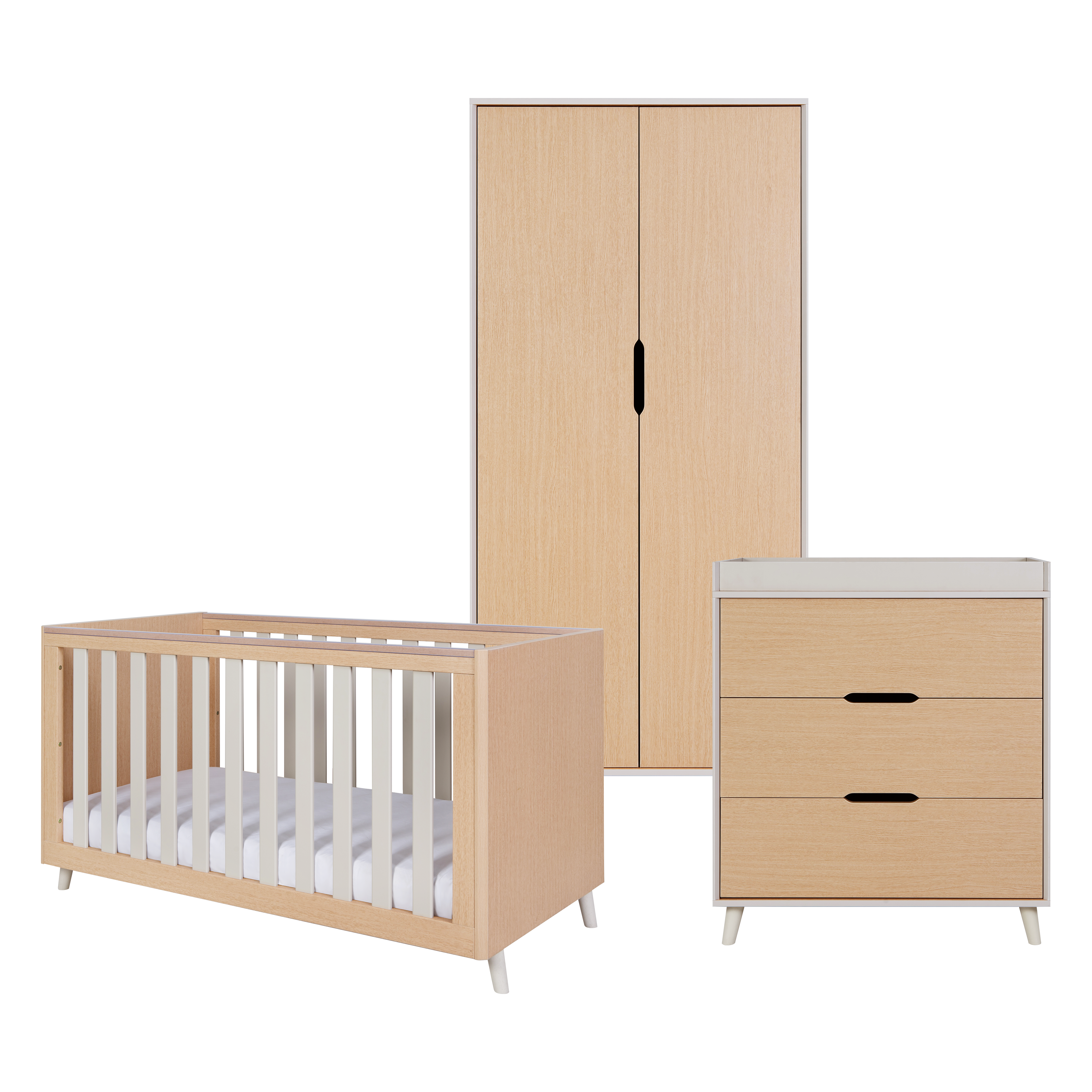 Tutti Bambini Fika 3 Piece Room Set - White Sand /Light Oak   