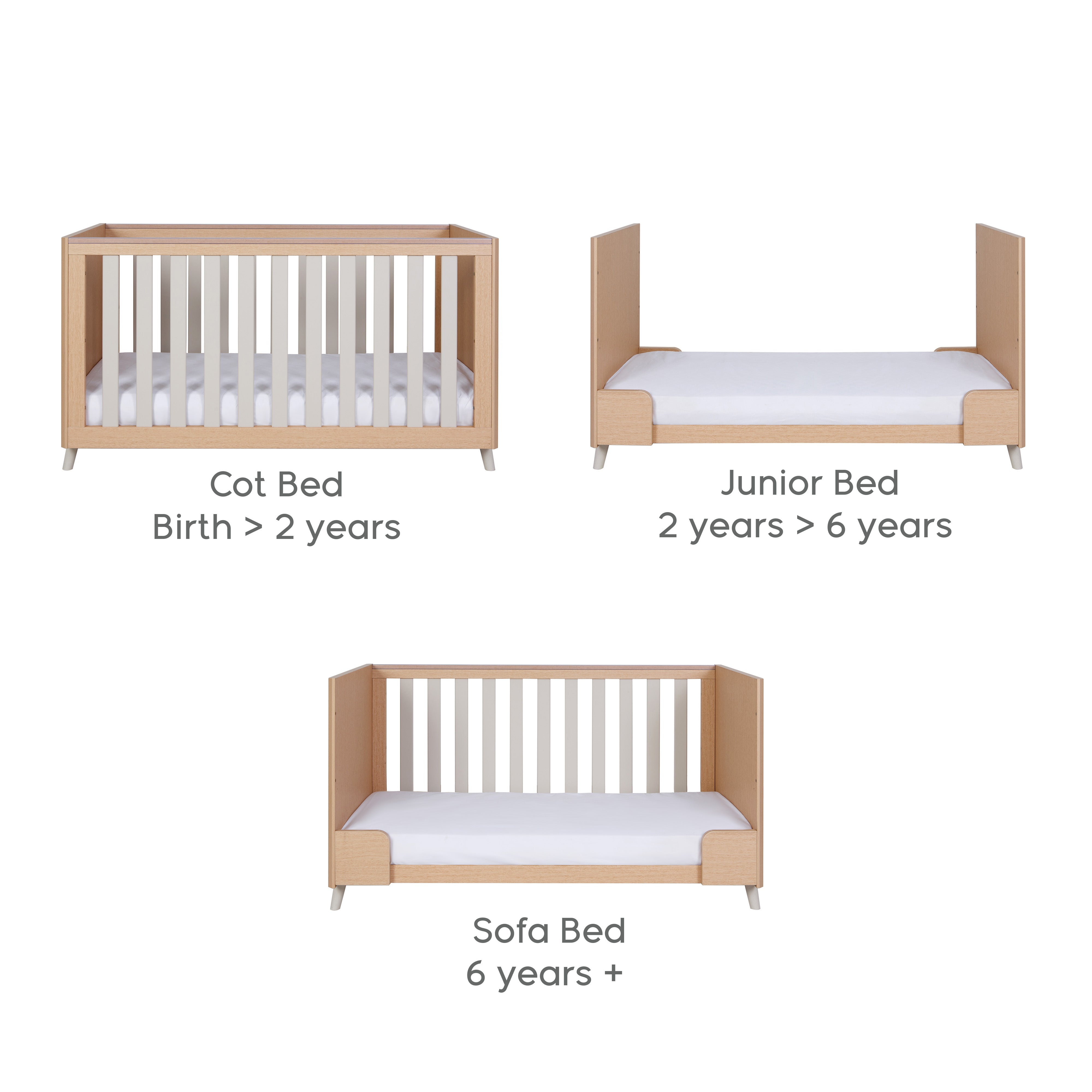 Tutti Bambini Fika 3 Piece Room Set - White Sand /Light Oak   