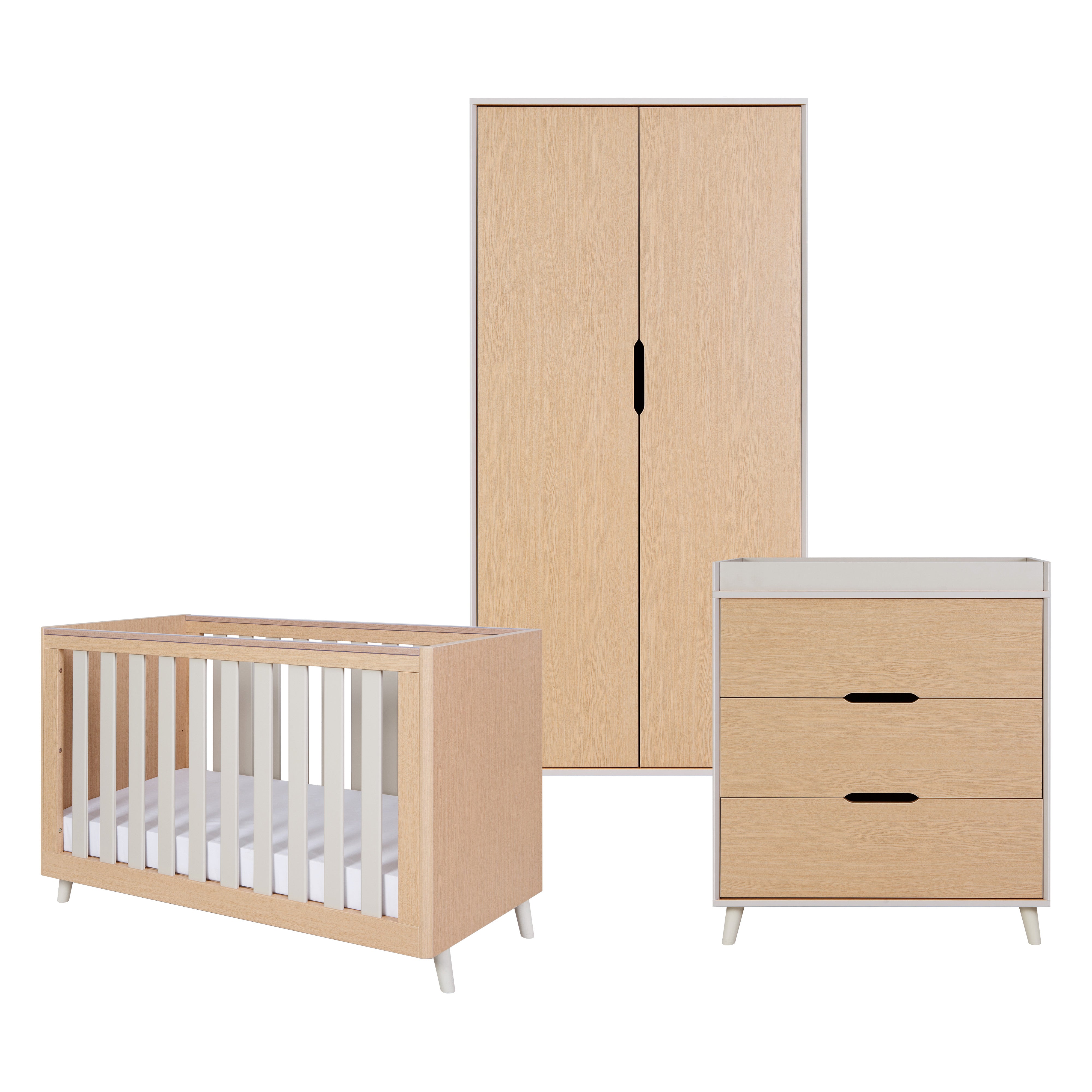 Tutti Bambini Fika Mini 3pc Room Set - Light Oak/White Sand