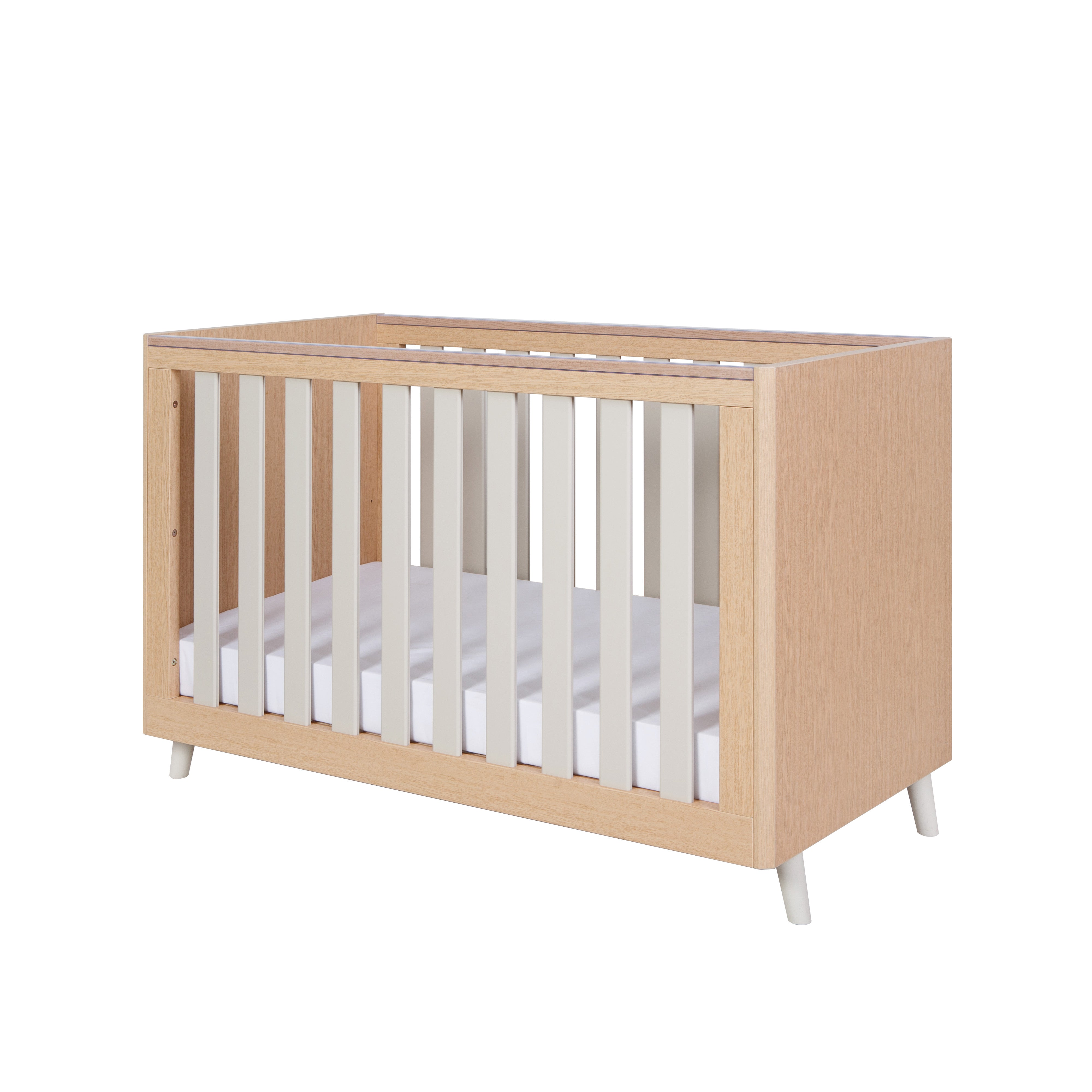 Tutti Bambini Fika Mini Cot Bed - Light Oak/White Sand