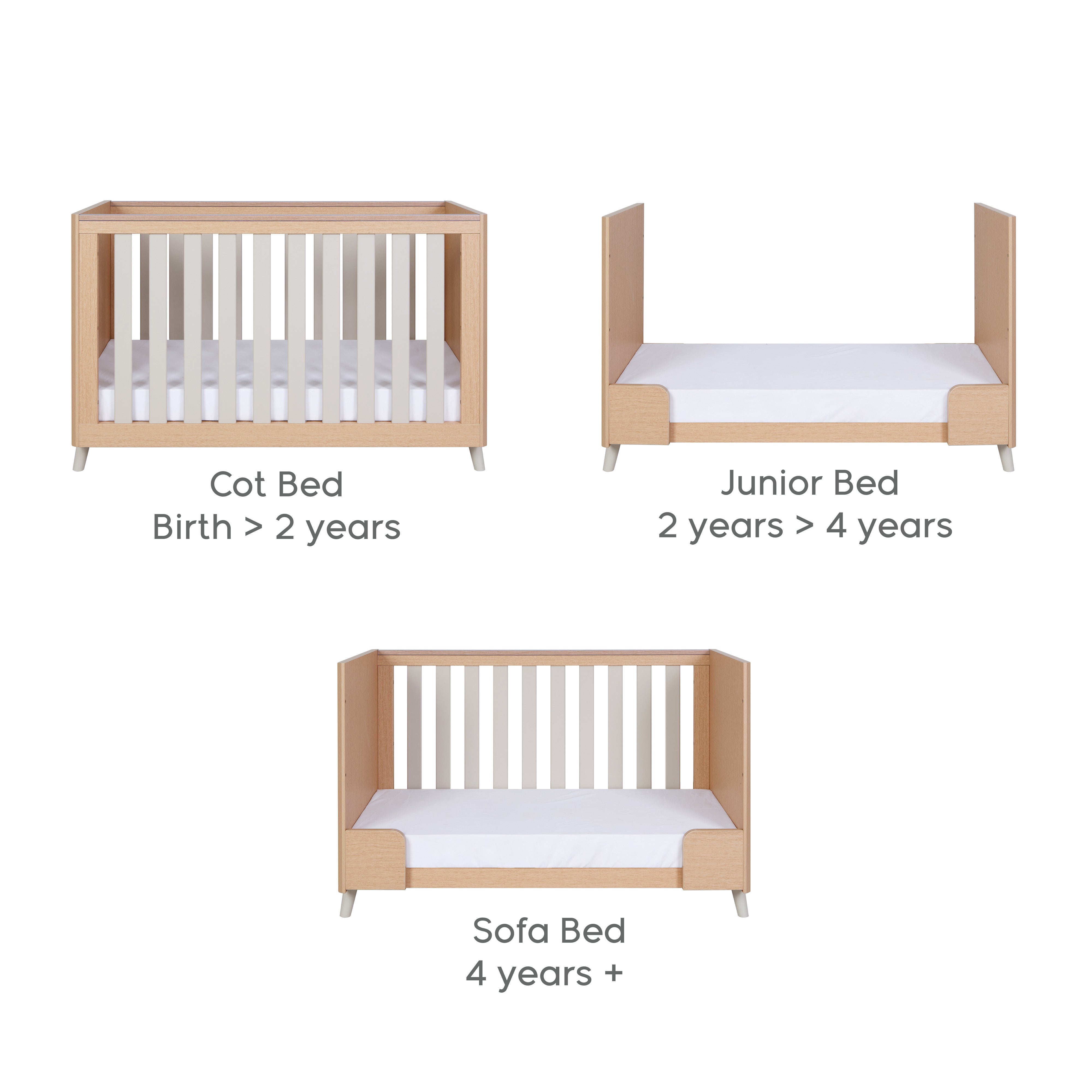 Tutti Bambini Fika Mini Cot Bed - Light Oak/White Sand