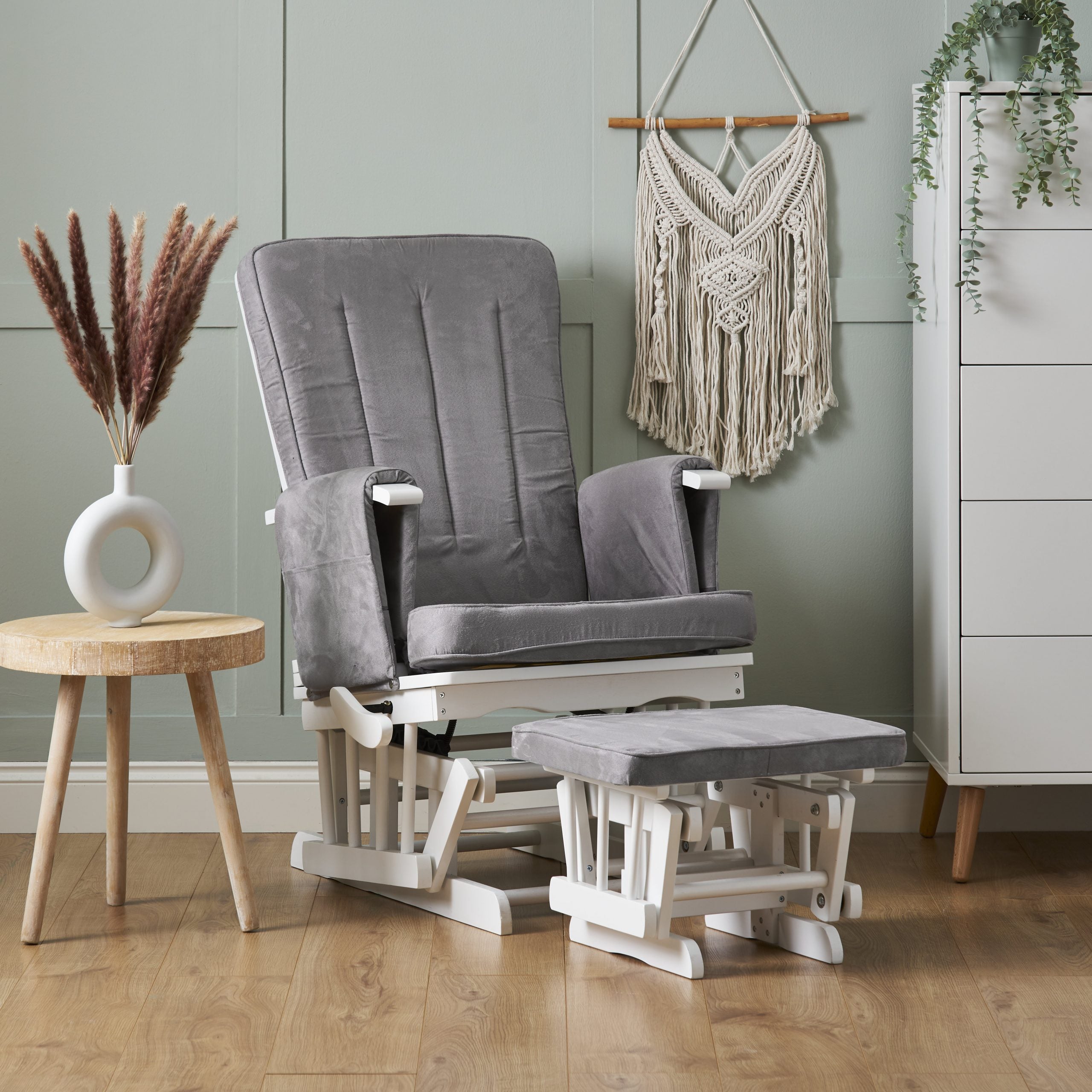 Obaby Deluxe Reclining Glider Chair & Stool - Grey -  | For Your Little One