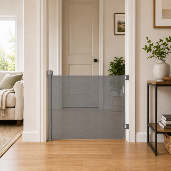FYLO Baby Fabric Safety Retractable Stair Gate - Grey (Upto 120cm Width)