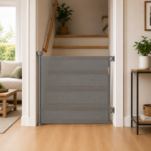 FYLO Baby Fabric Safety Retractable Stair Gate - Grey (Upto 120cm Width)