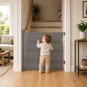 FYLO Baby Fabric Safety Retractable Stair Gate - Grey (Upto 120cm Width)