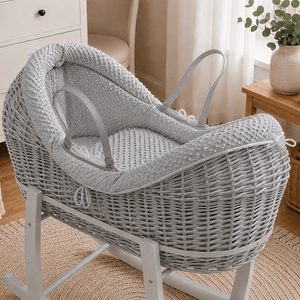 Wicker Deluxe Pod Baby Moses Basket With Stand