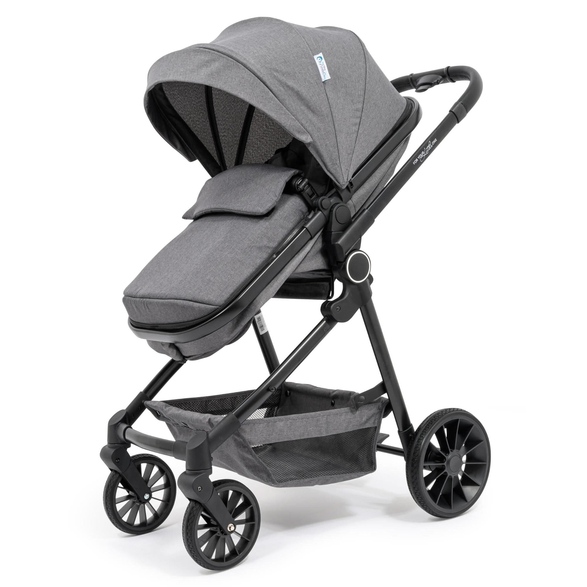 For Your Little One LITE 3 In 1 Travel System with i-Size Car Seat - Slate Grey   