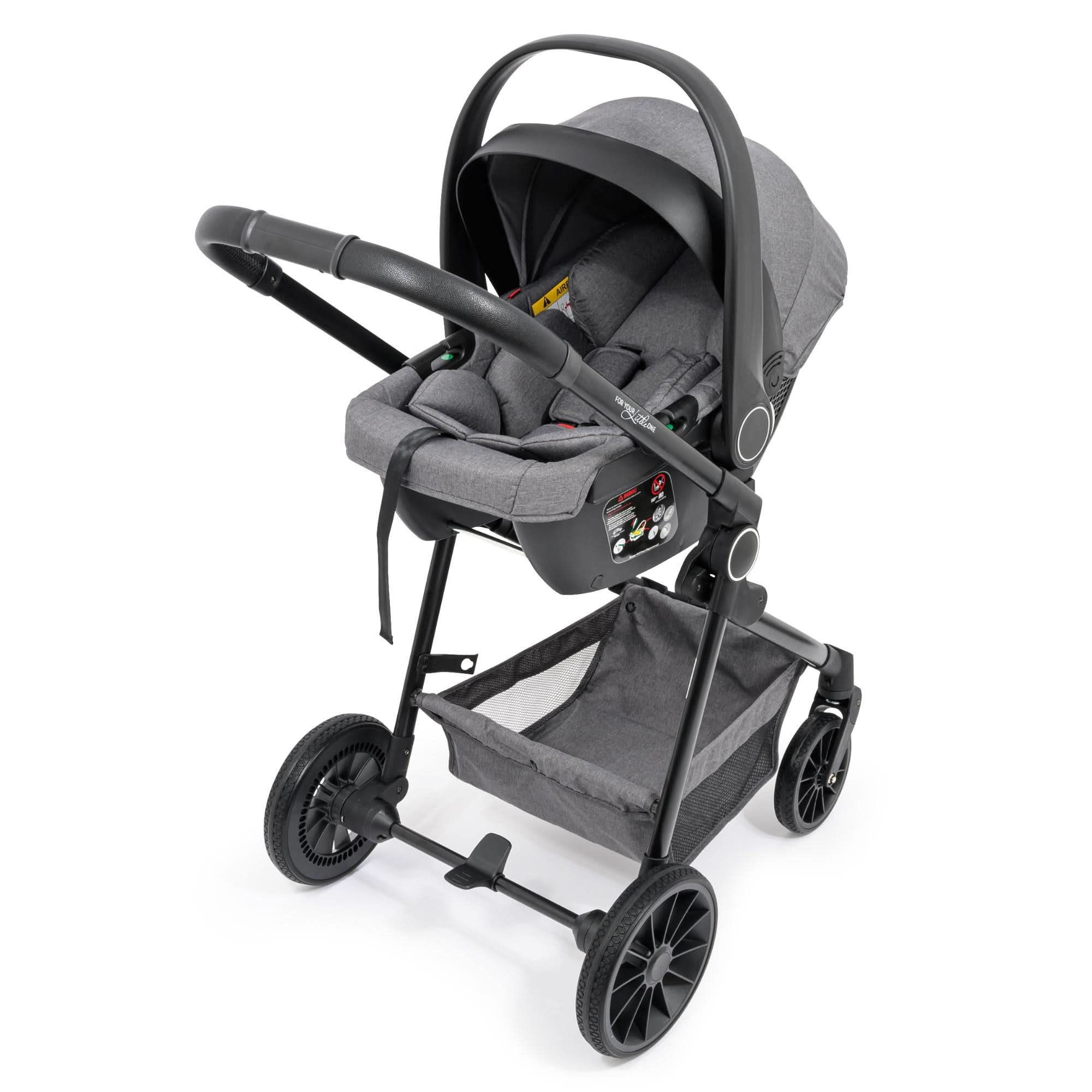 For Your Little One LITE 3 In 1 Travel System with i-Size Car Seat - Slate Grey   