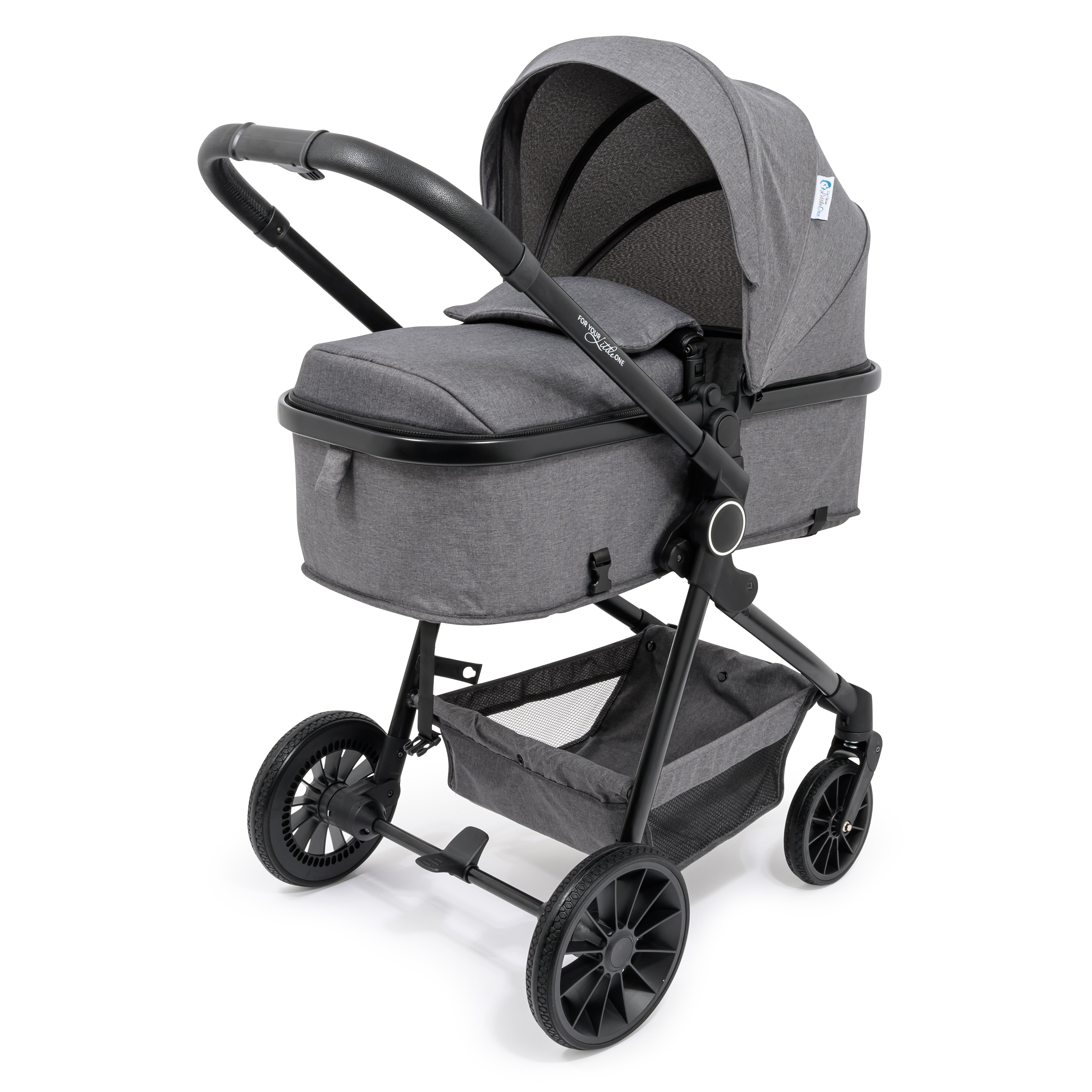 For Your Little One LITE 3 In 1 Travel System with i-Size Car Seat And Base - Slate Grey   